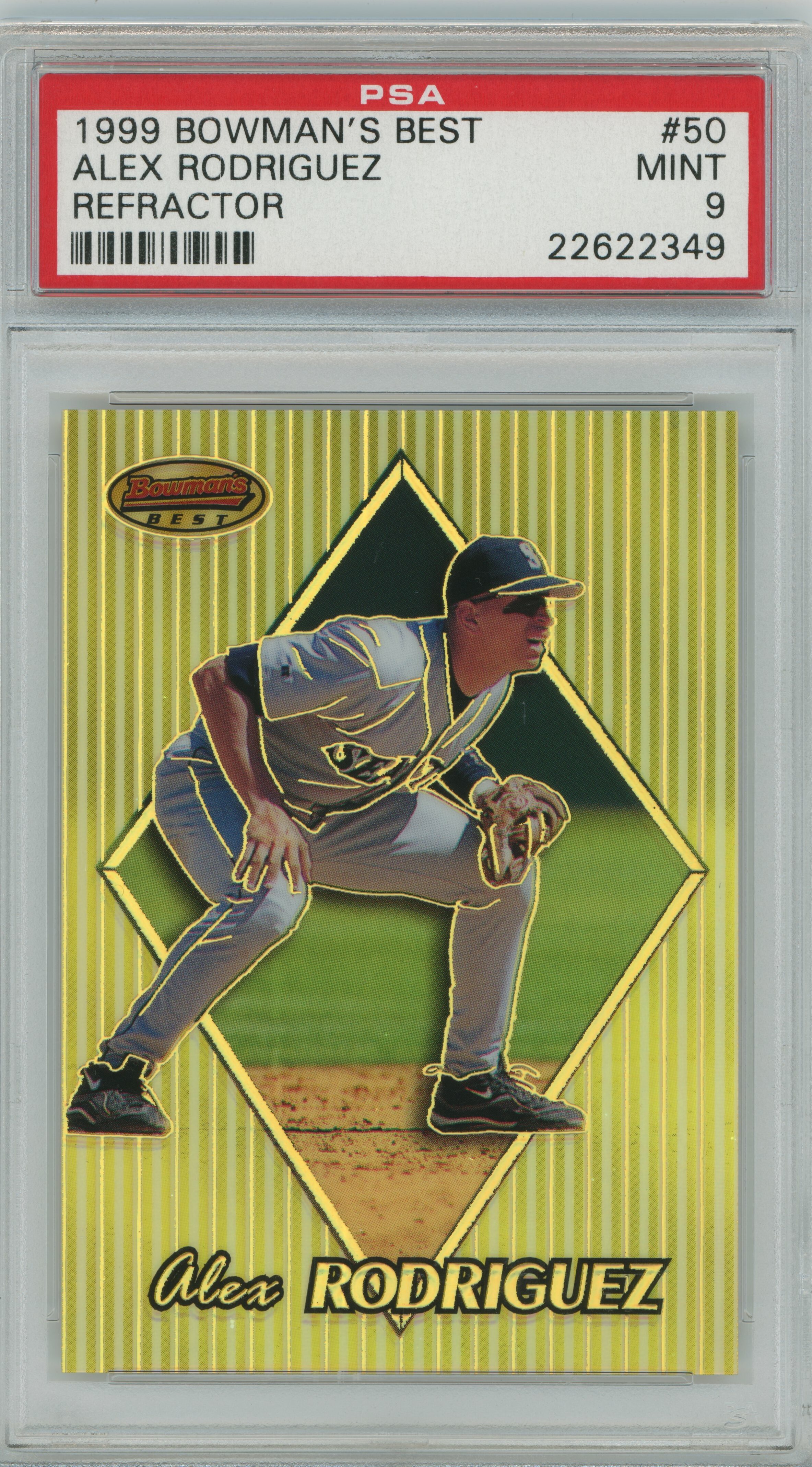 1999 Bowman's Best Refractor Alex Rodriguez PSA 9