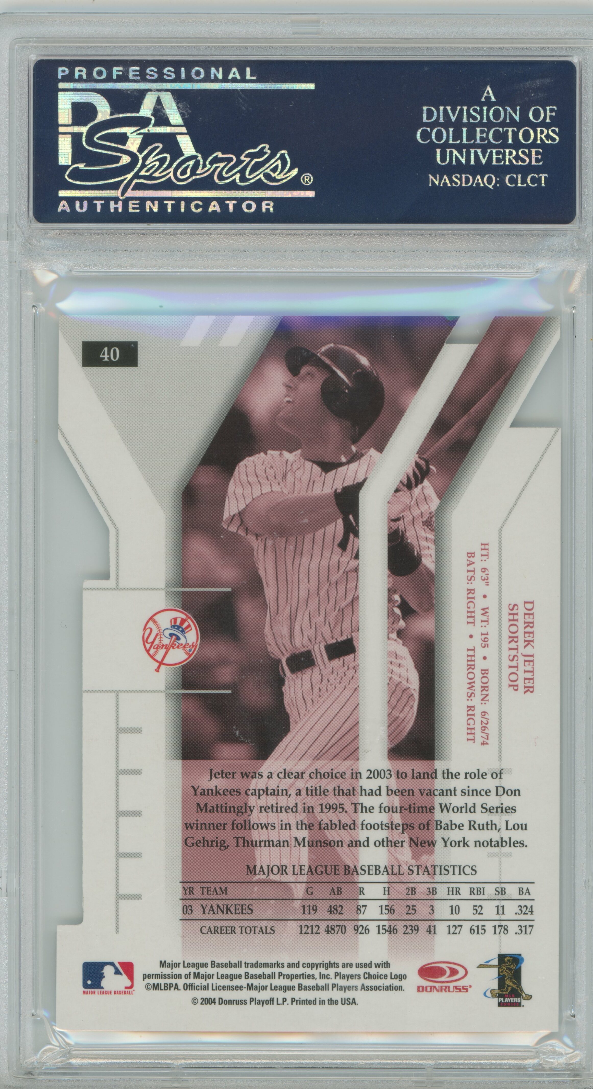 2004 Donruss Elite Aspirations Derek Jeter PSA 9