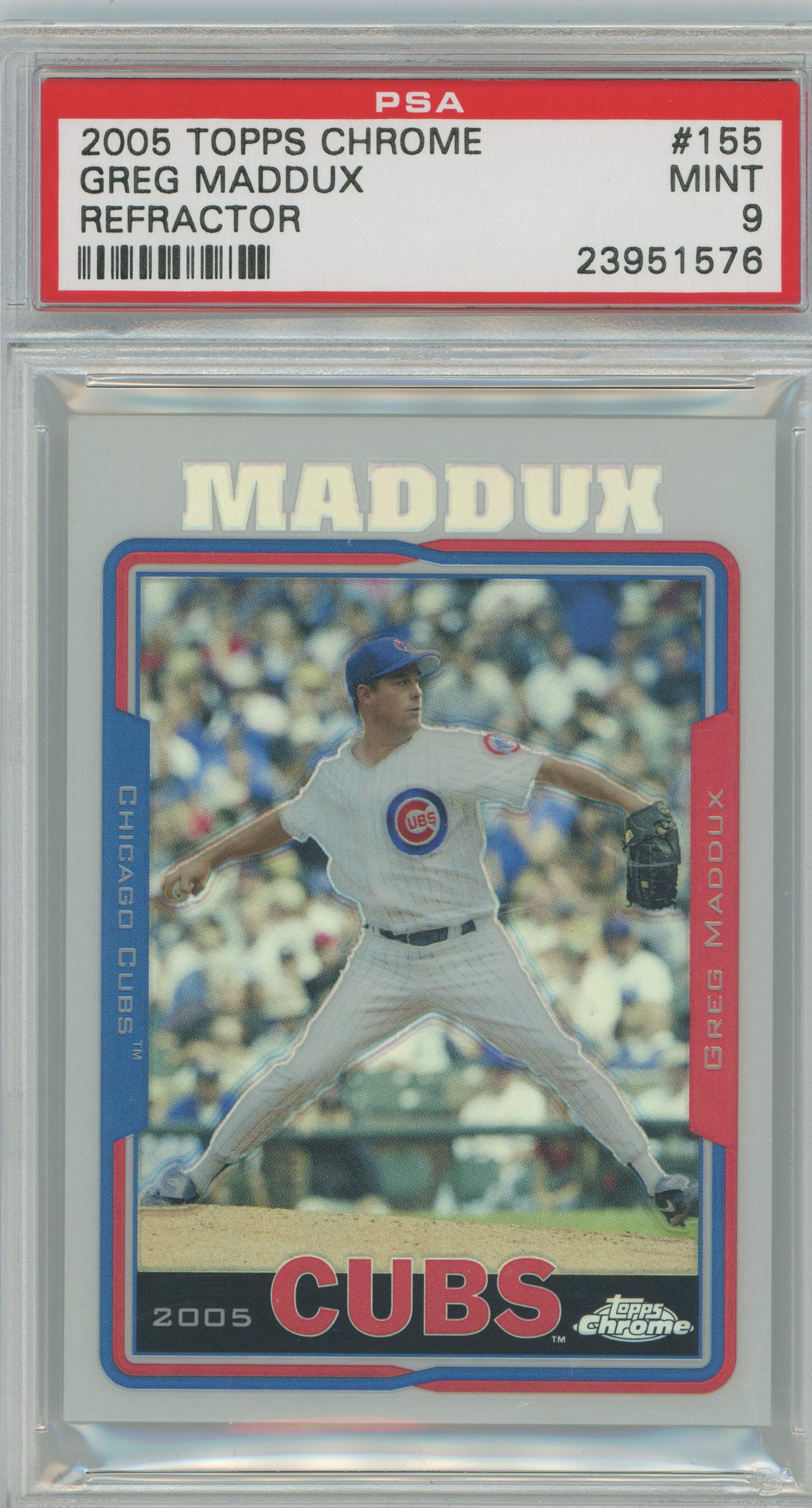 2005 Topps Chrome Refractor Greg Maddux PSA 9