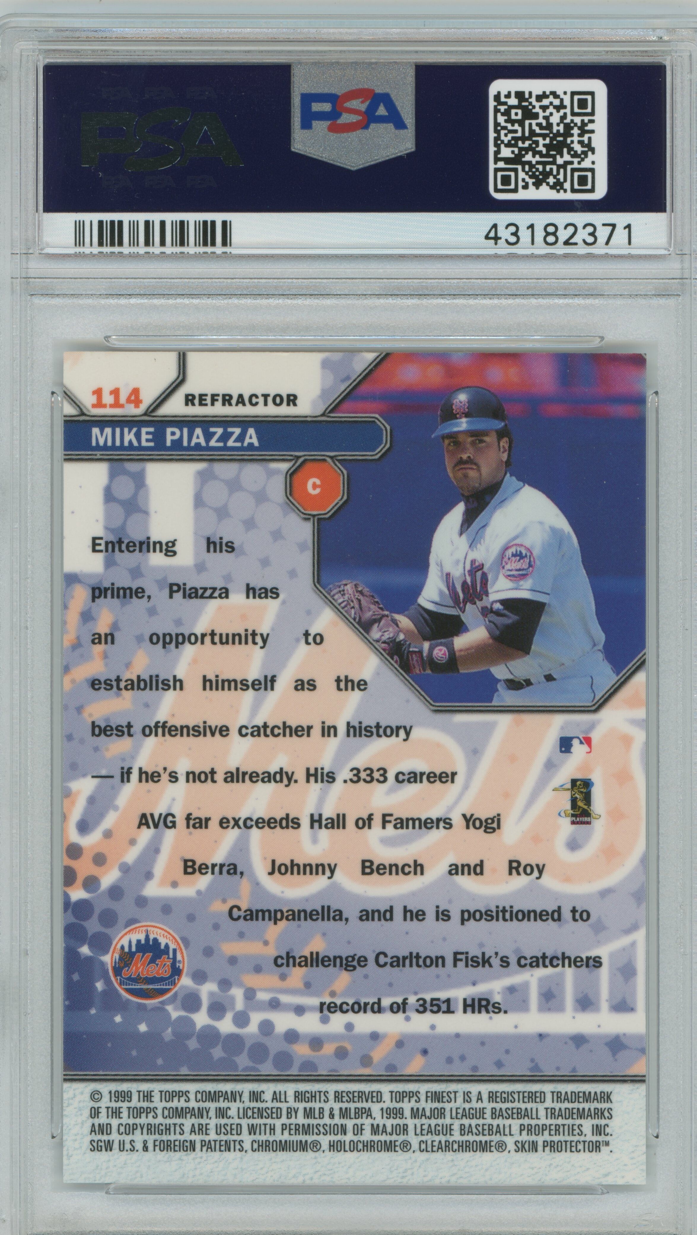 1999 Finest Refractor Mike Piazza PSA 9