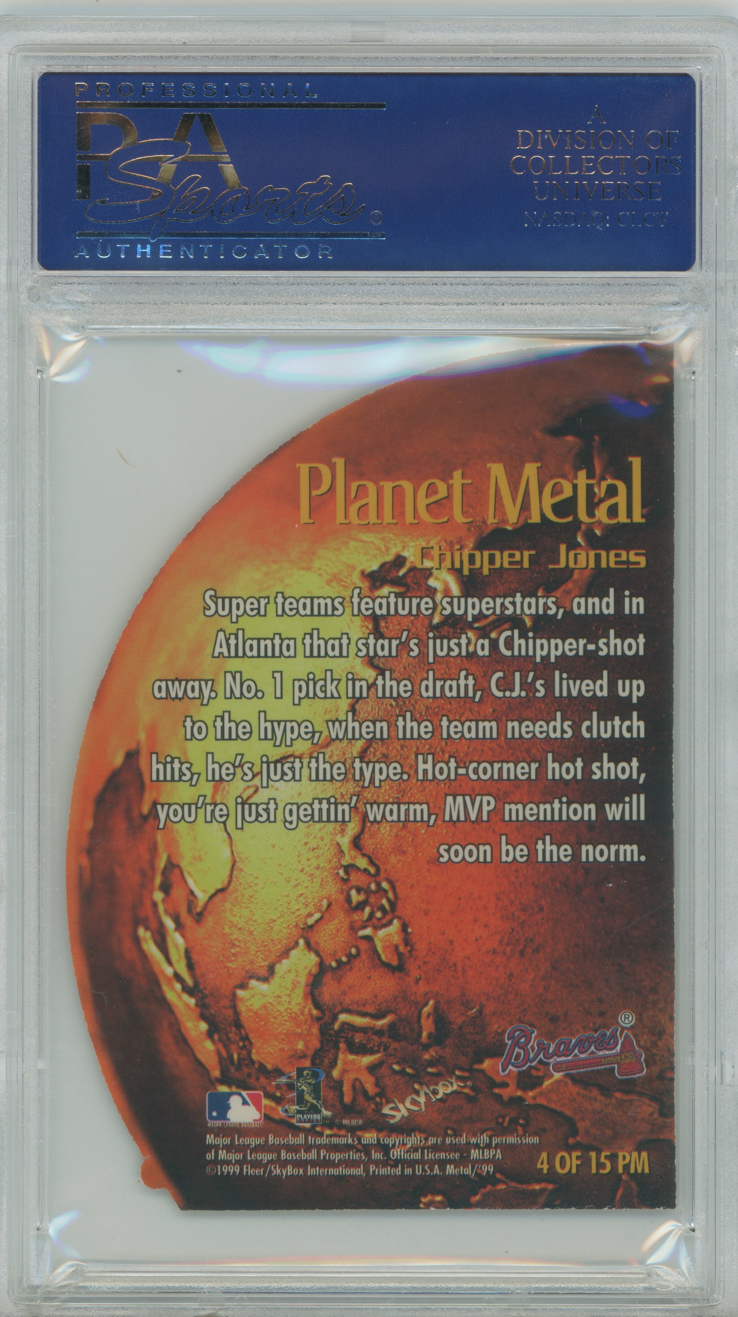 1999 Metal Universe Planet Metal Chipper Jones PSA 9