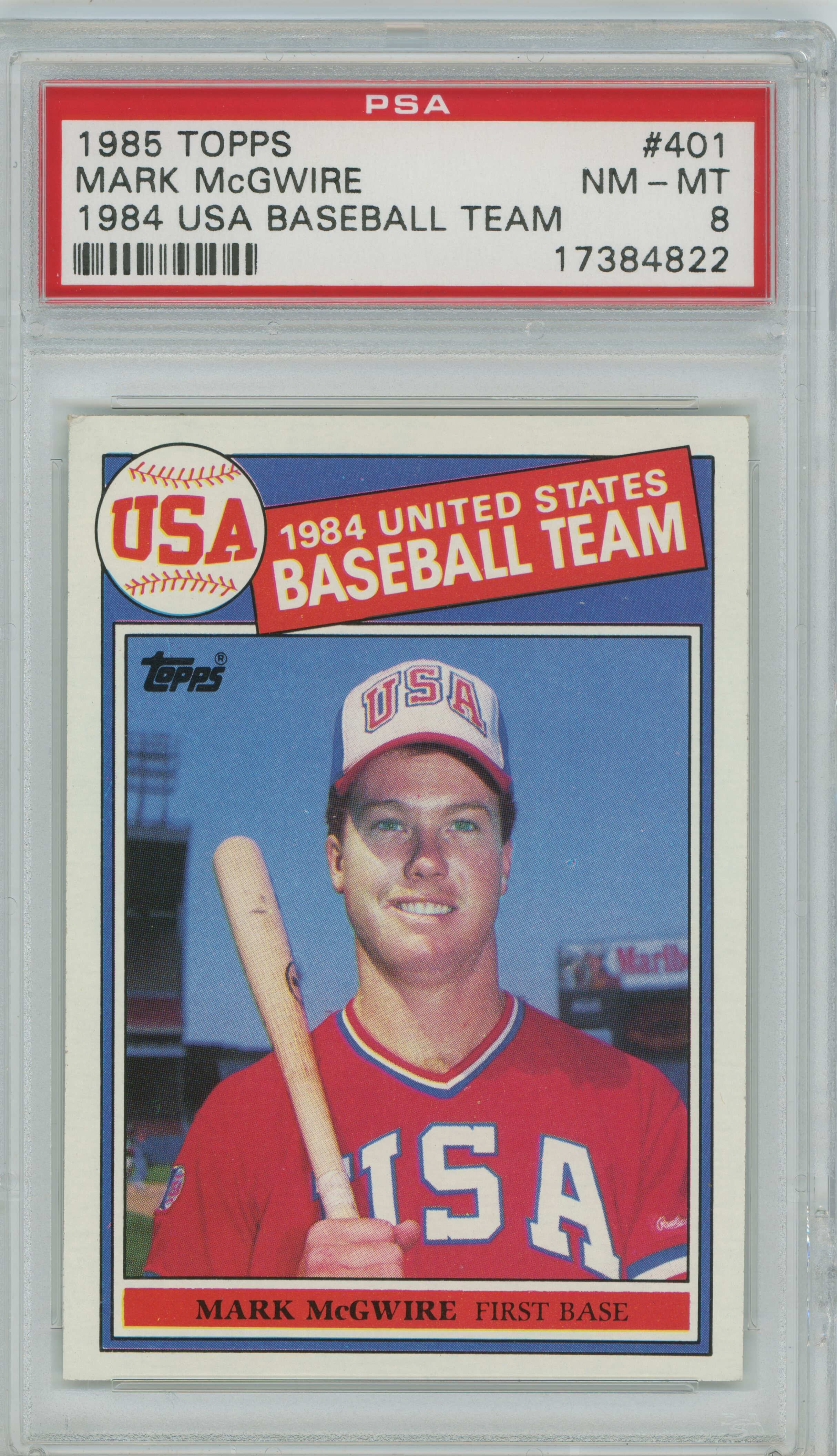 1985 Topps 1984 USA Baseball Team Mark McGwire PSA 8