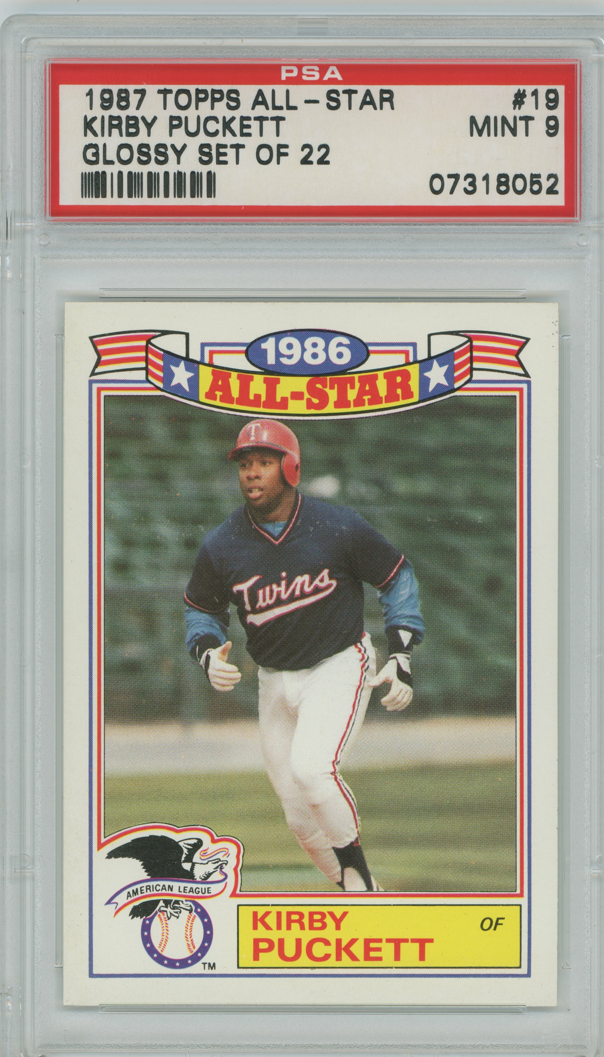 1987 Topps All-Star Glossy Kirby Puckett PSA 9