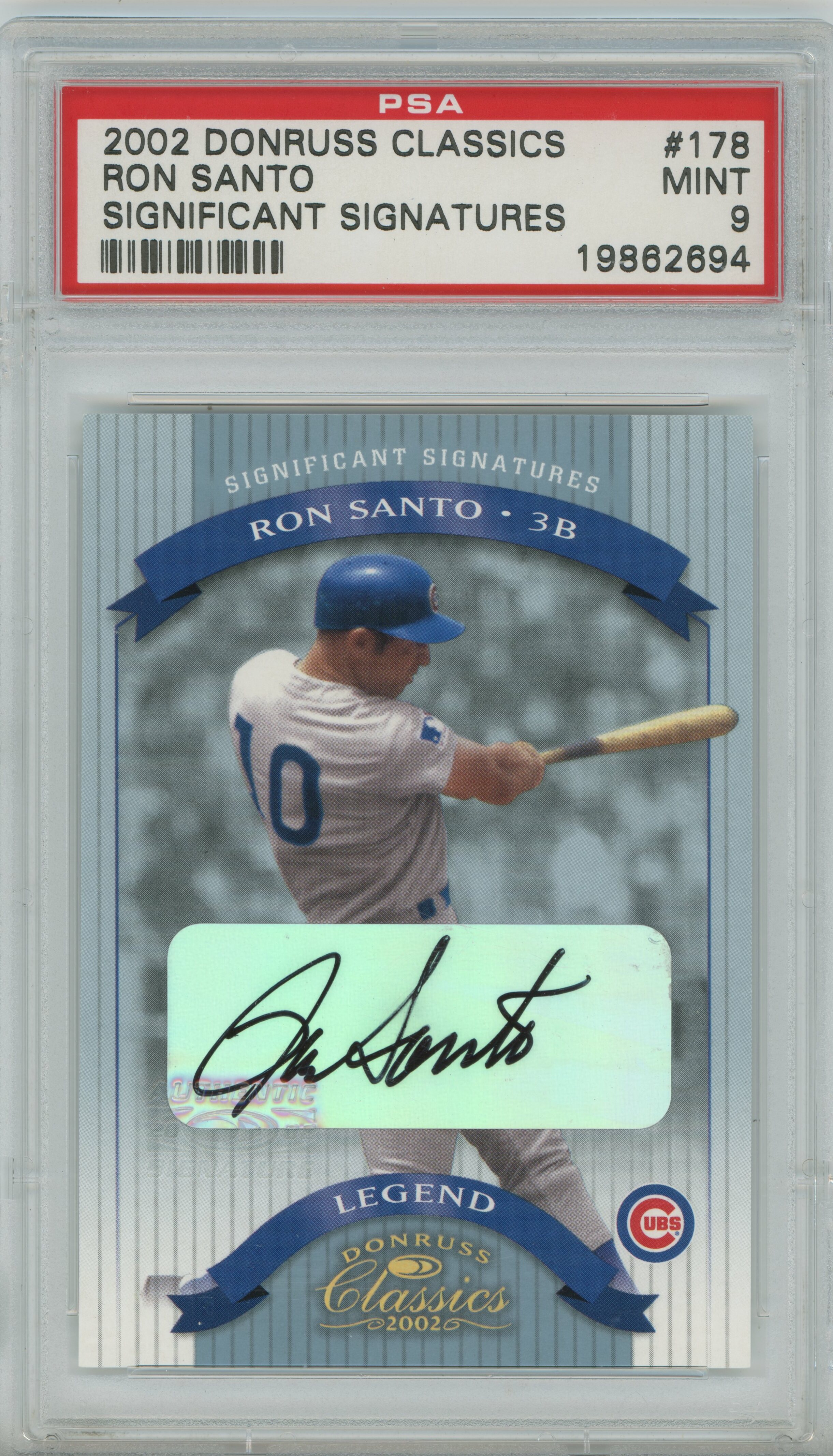 2002 Donruss Classics Significant Signatures Ron Santo PSA 9
