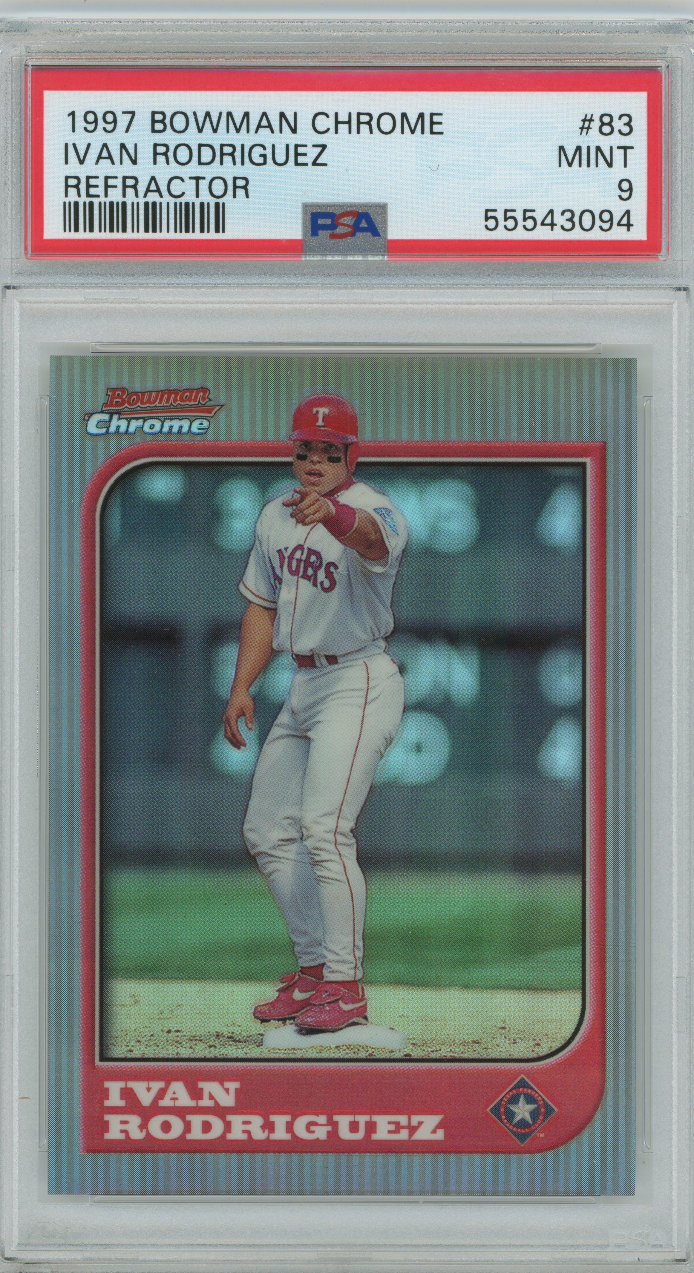 1997 Bowman Chrome Refractor Ivan Rodriguez PSA 9