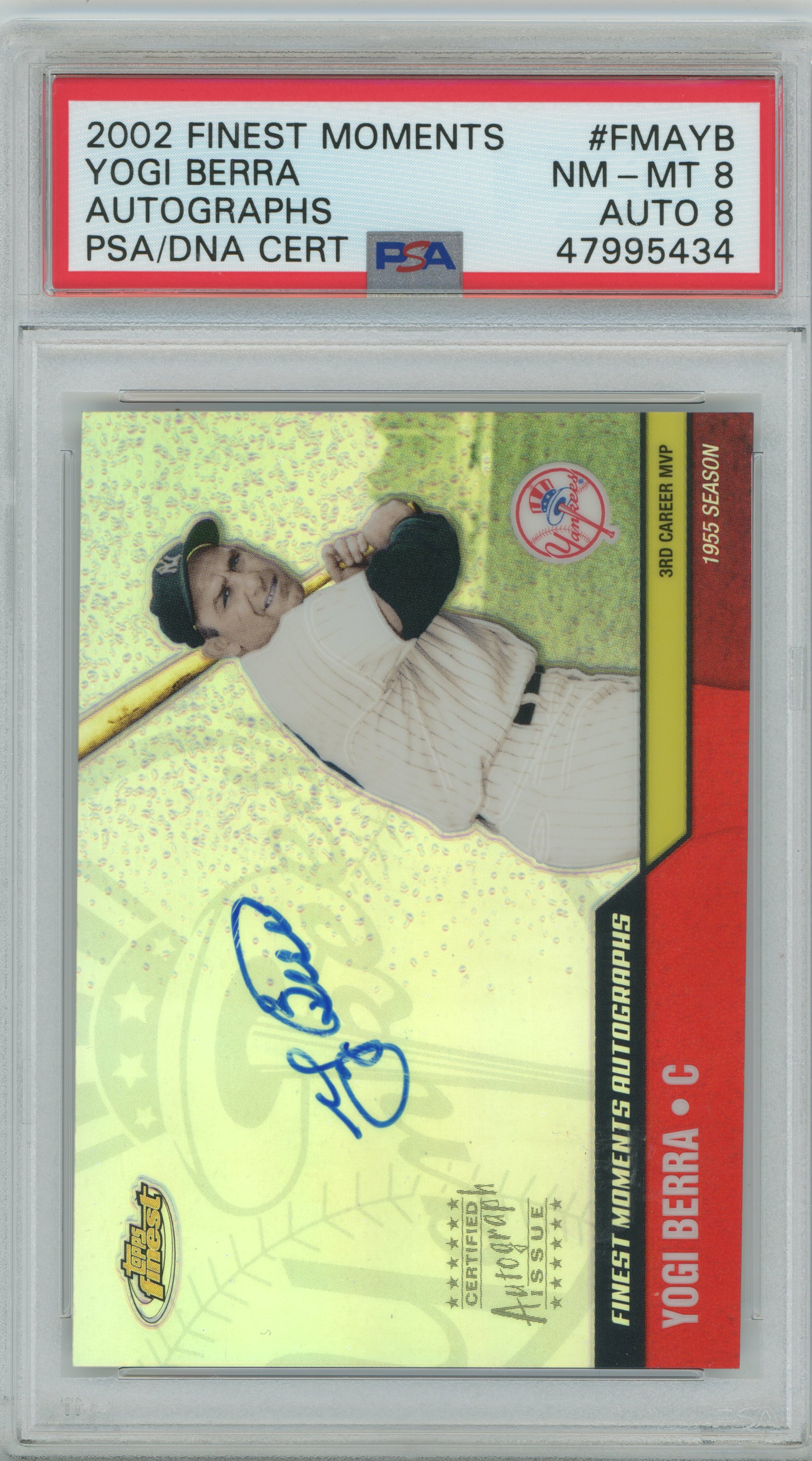 2002 Finest Moments Autographs Yogi Berra PSA 8