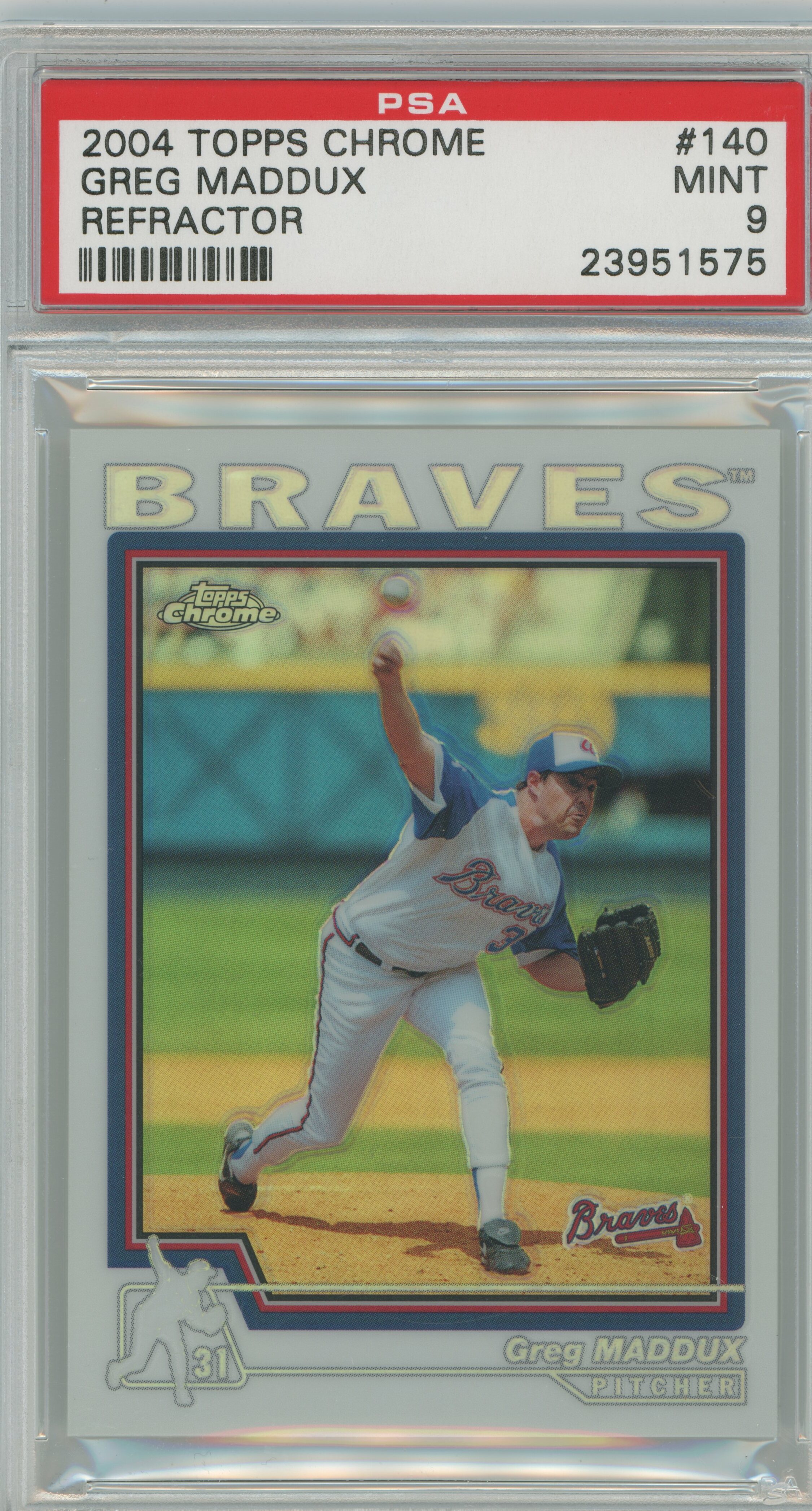 2004 Topps Chrome Refractor Greg Maddux PSA 9