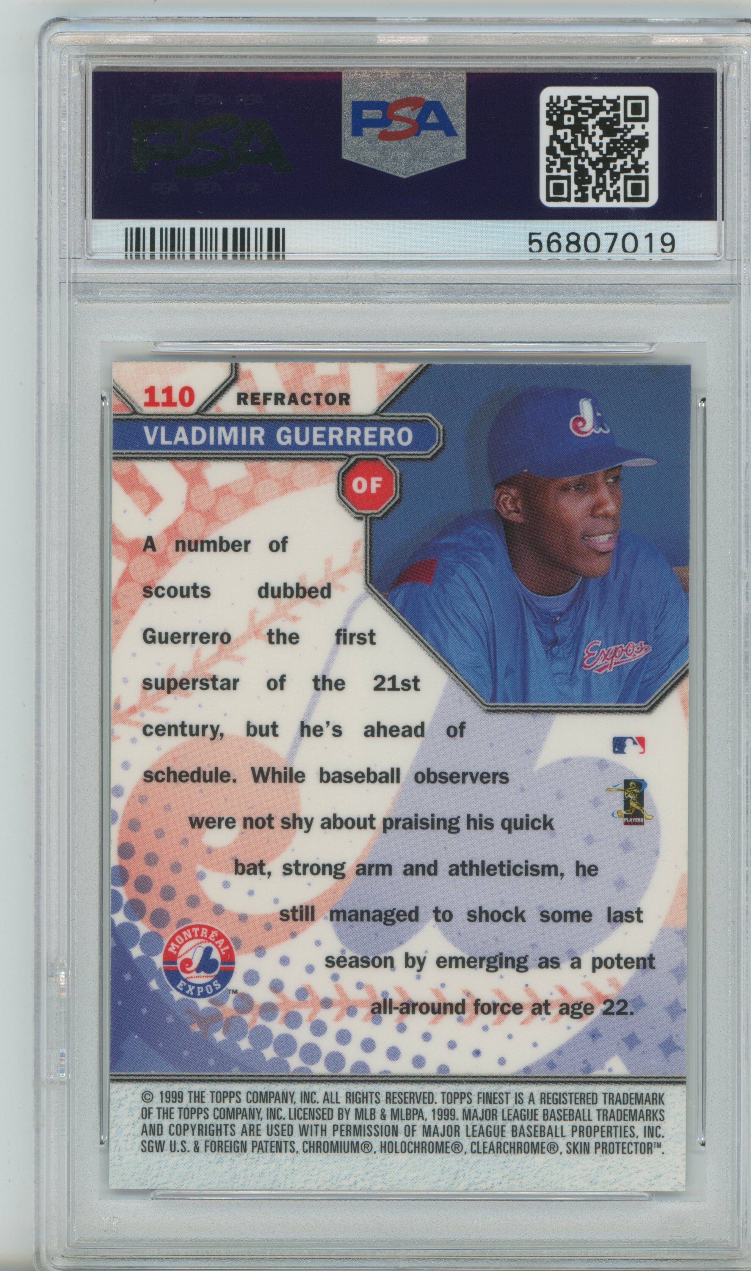 1999 Finest Refractor Vladimir Guerrero PSA 10