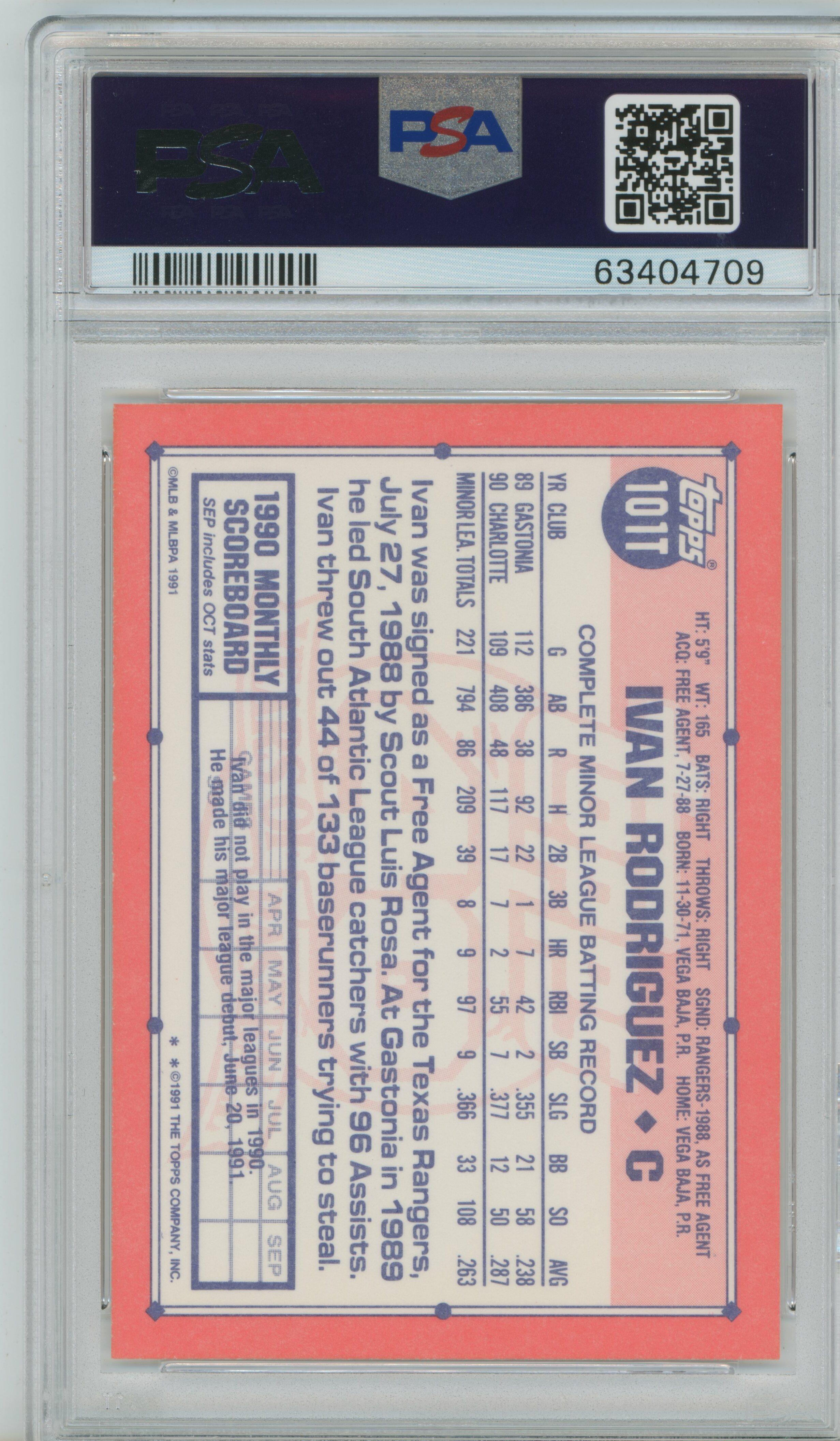 1991 Topps Traded Ivan Rodriguez PSA 10