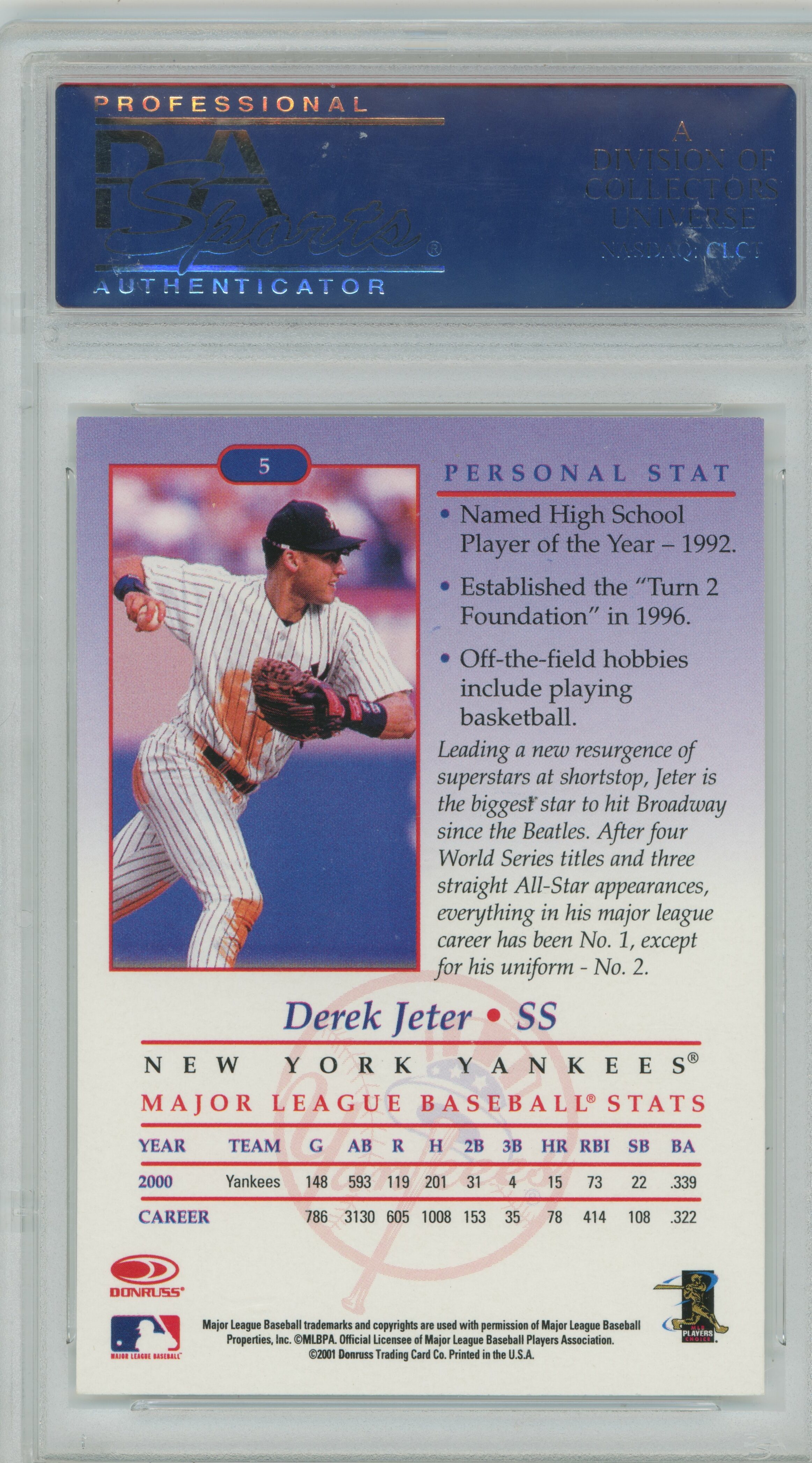 2001 Studio Derek Jeter PSA 10