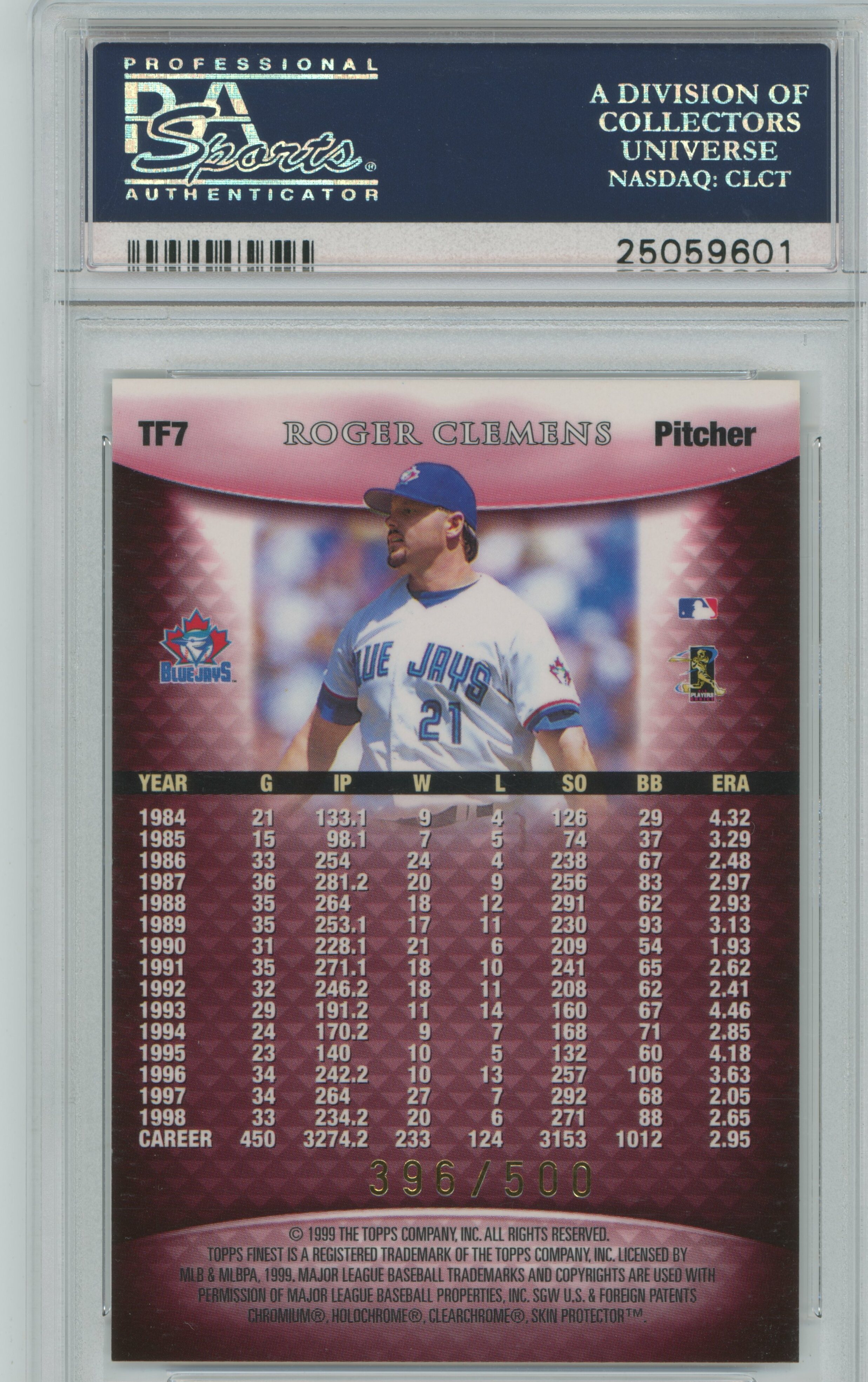 1999 Finest Team Finest Red Roger Clemens PSA 10