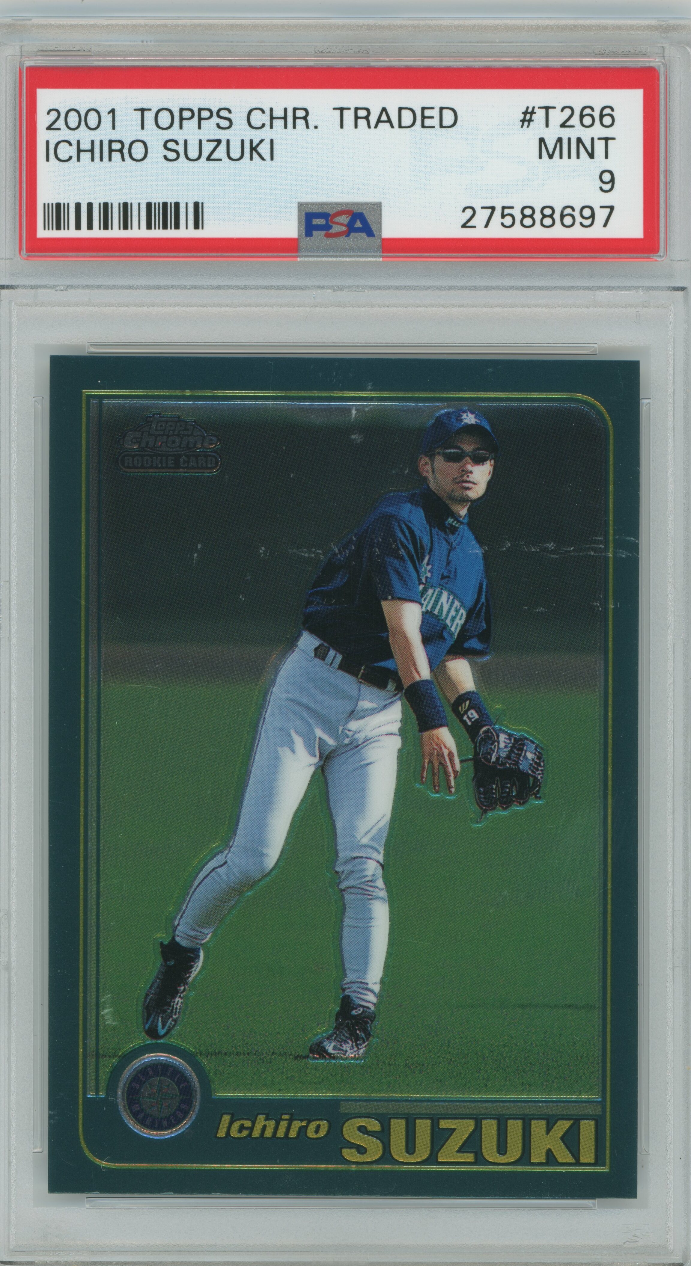 2001 Topps Chrome Traded RC Ichiro PSA 9