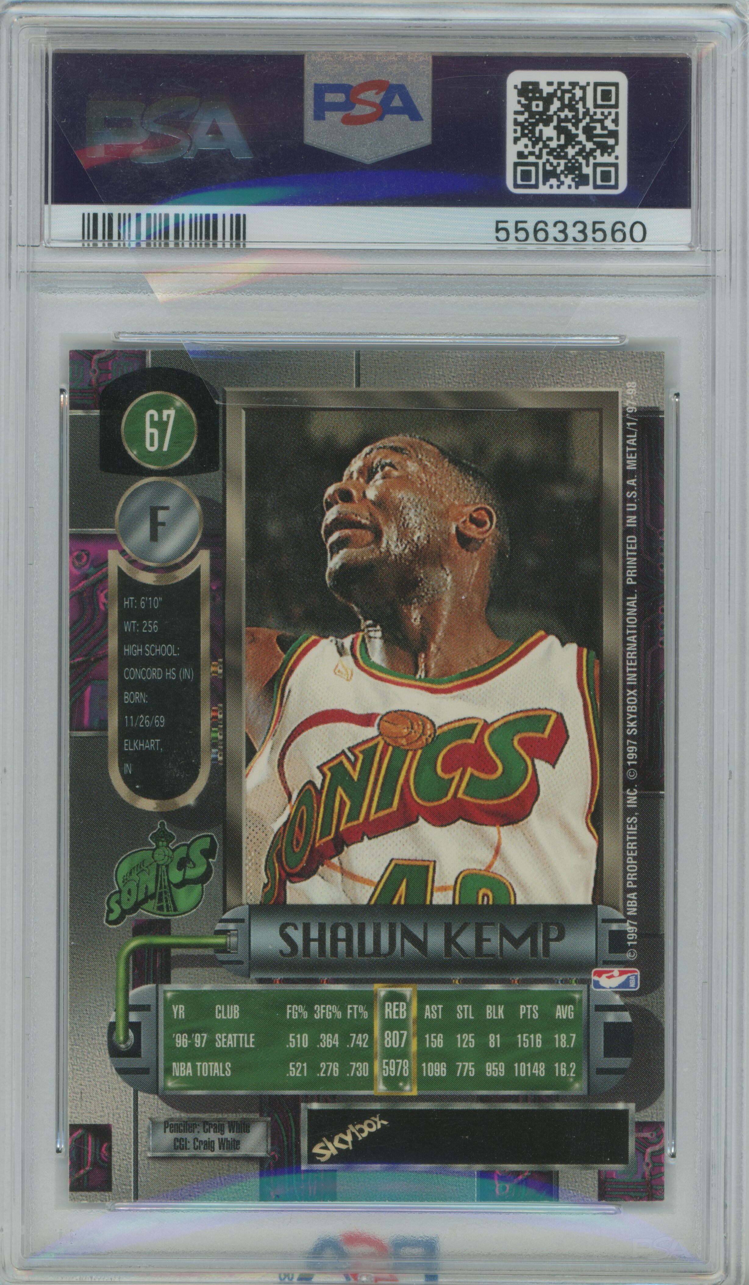 1997-98 Metal Universe Shawn Kemp PSA 9