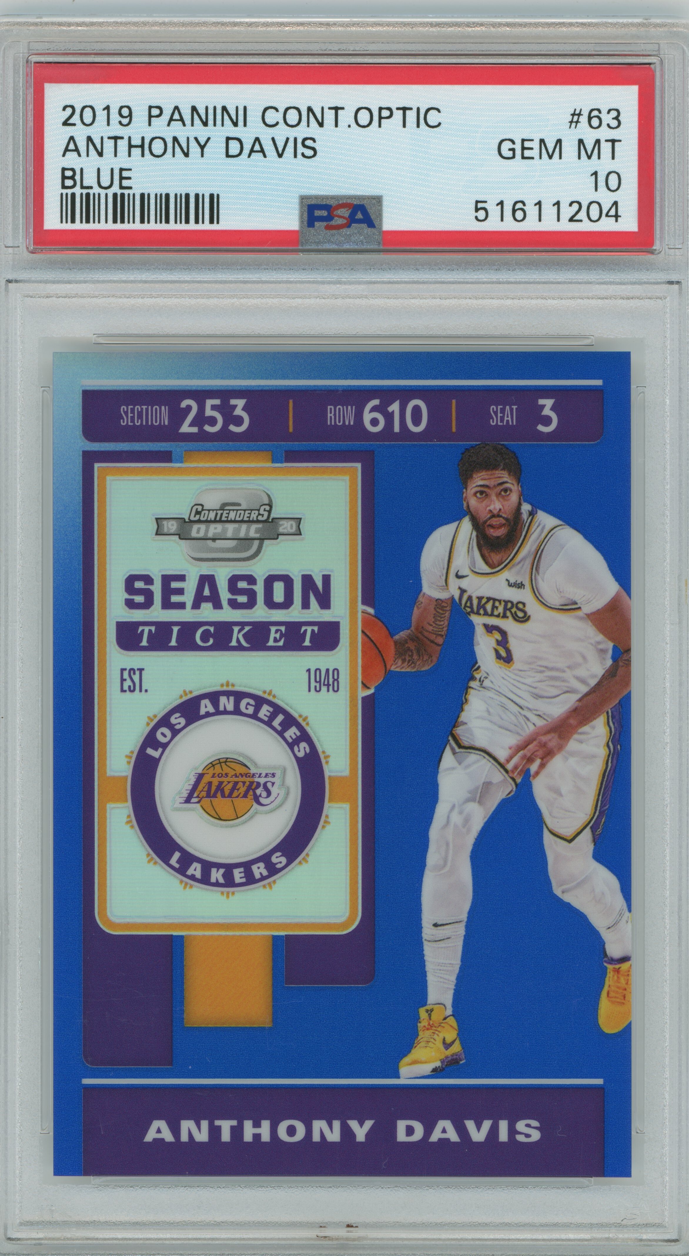 2019-20 Contenders Optic Blue Anthony Davis PSA 10