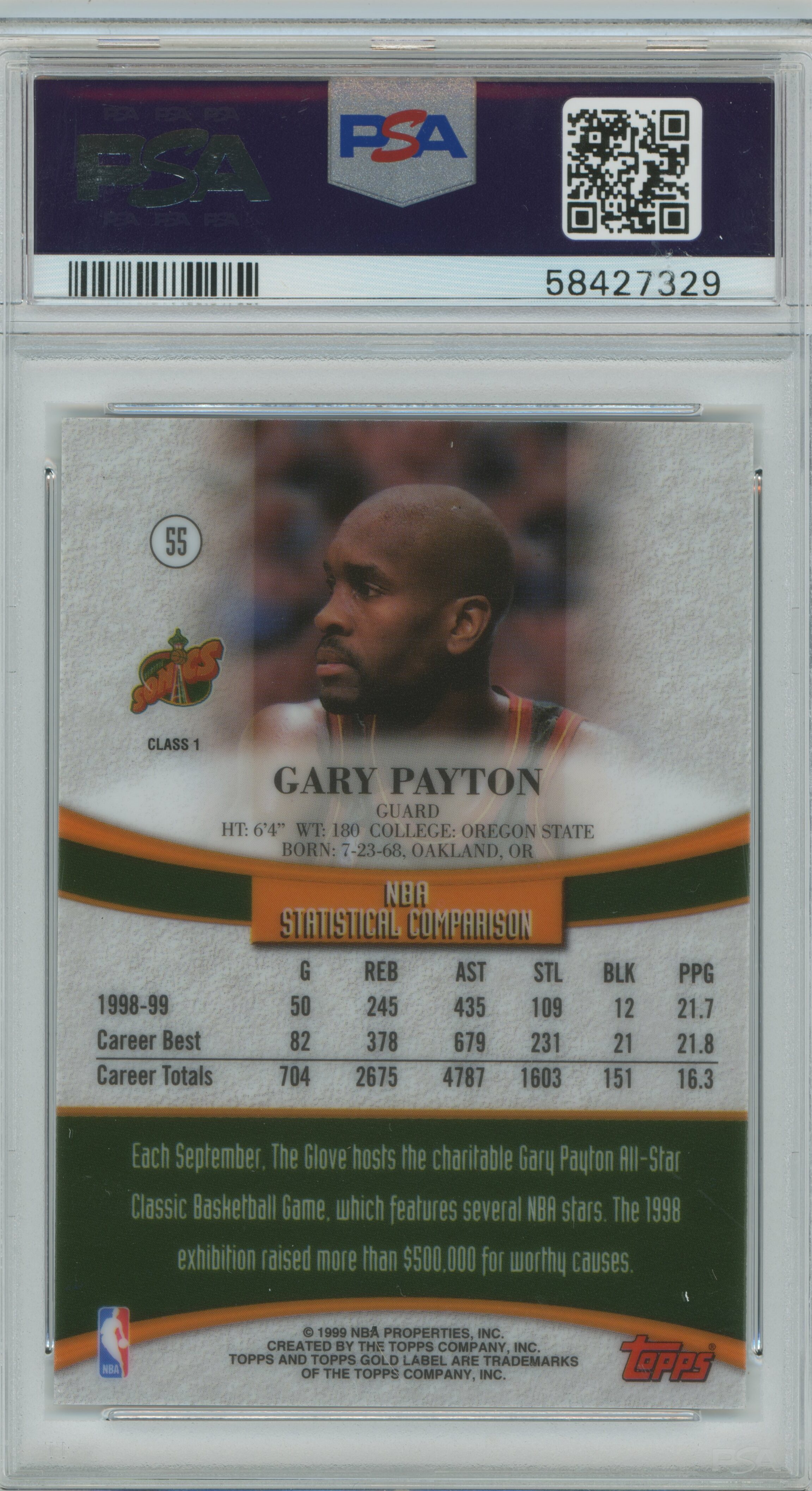 1999 Gold Label Class 1 Gary Payton PSA 9