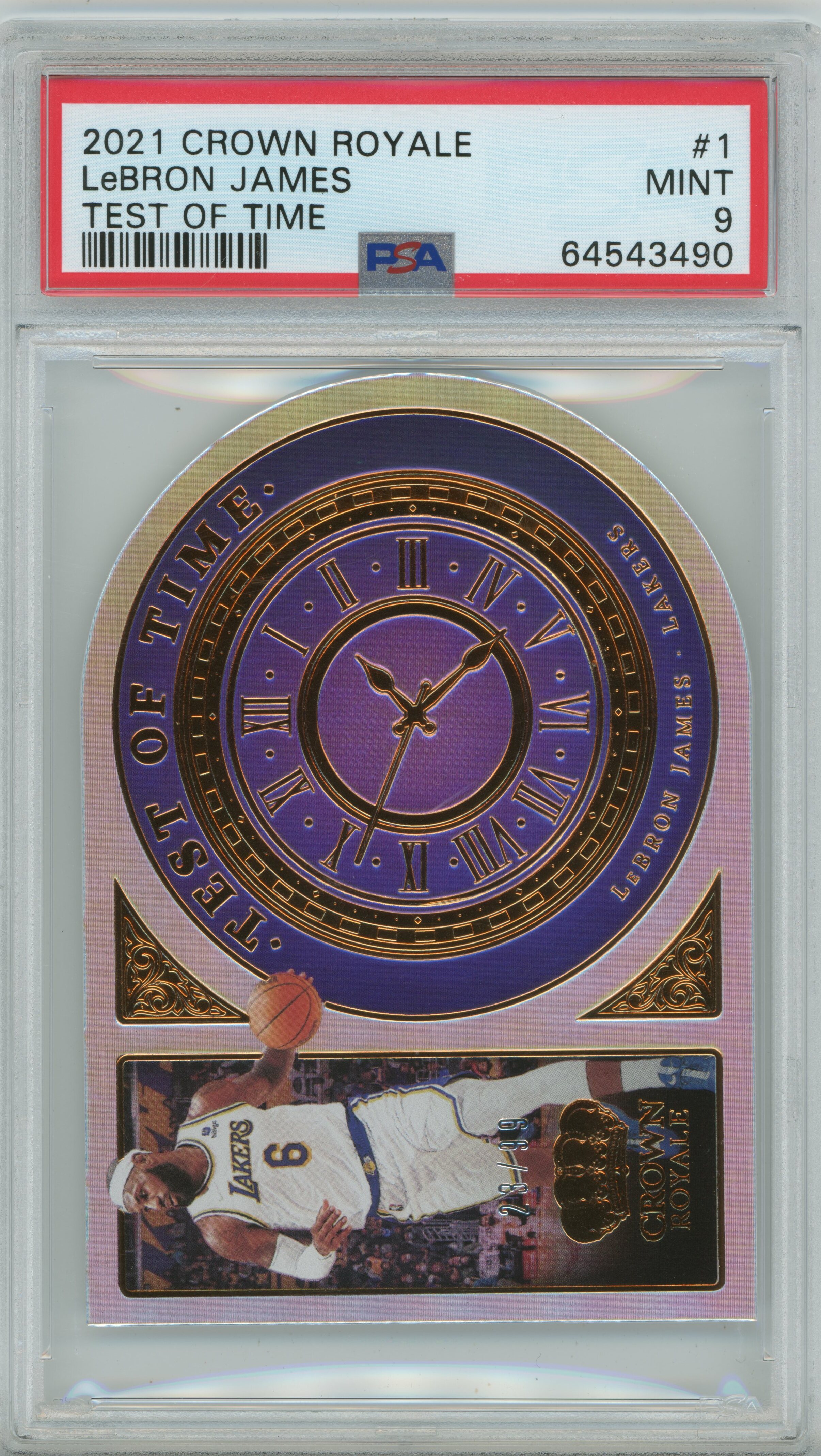 2021-22 Crown Royale Test of Time /99 LeBron James PSA 9