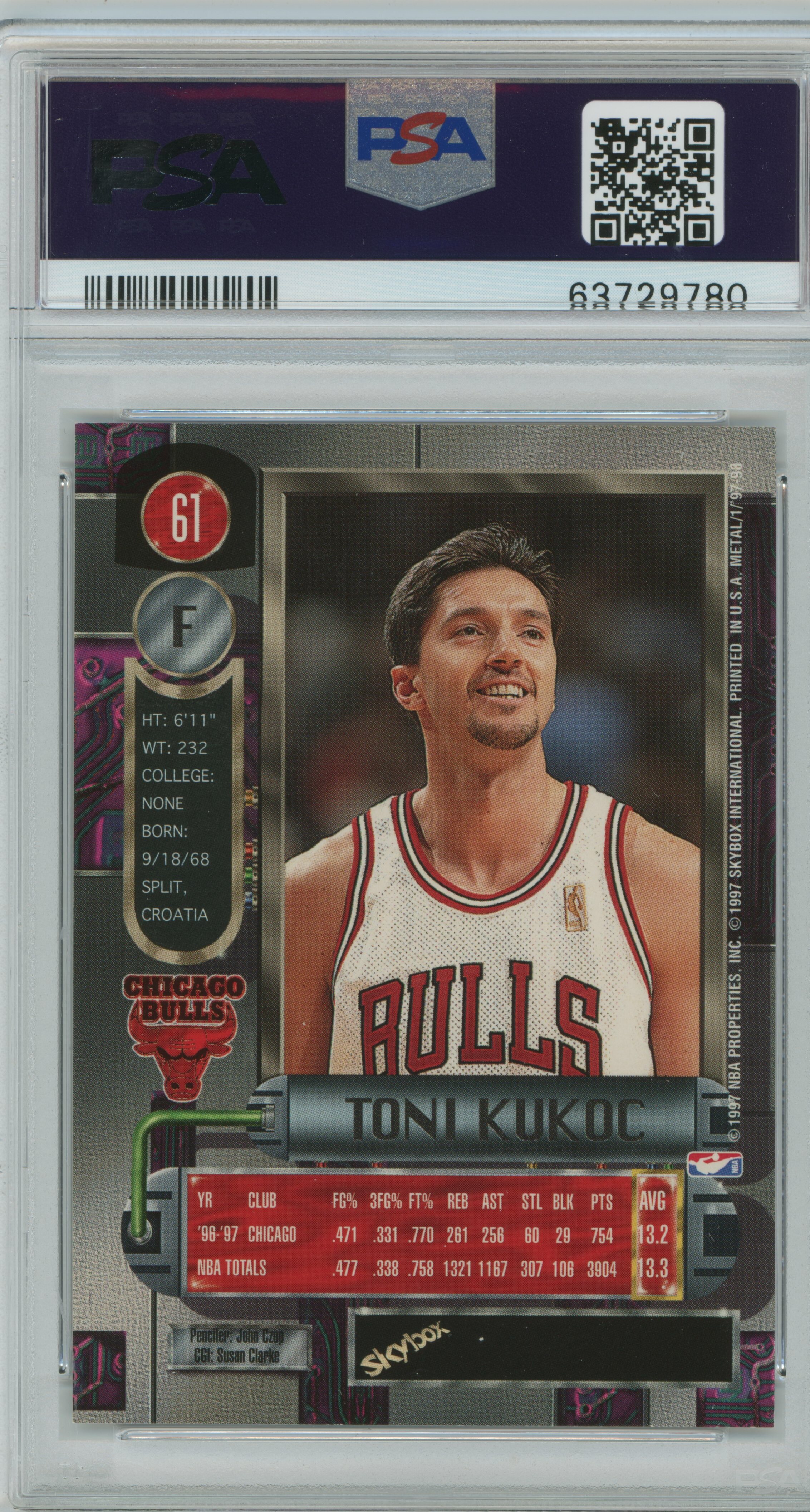 1997-98 Metal Universe Toni Kukoc PSA 9