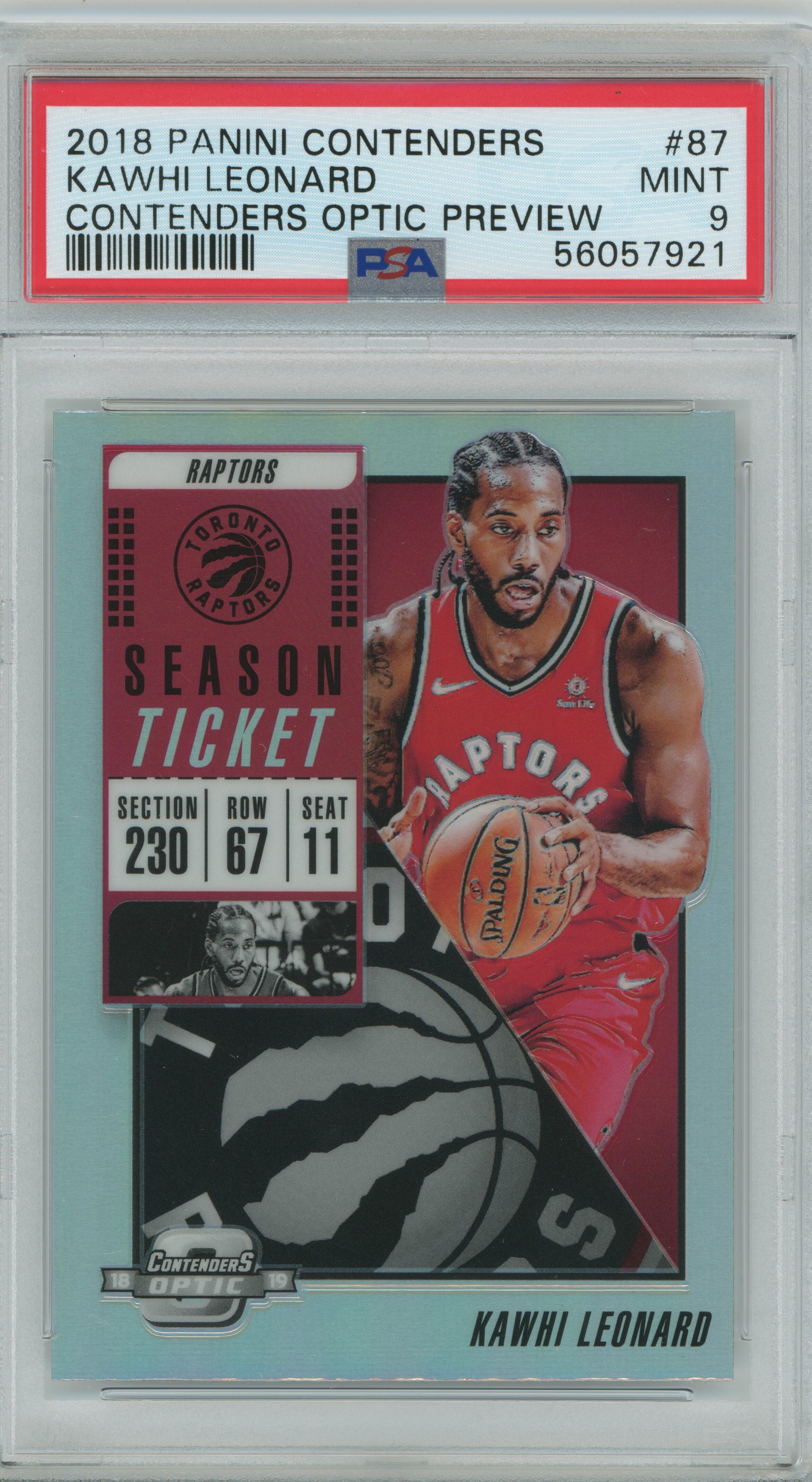 2018-19 Contenders Optic Preview Kawhi Leonard PSA 9