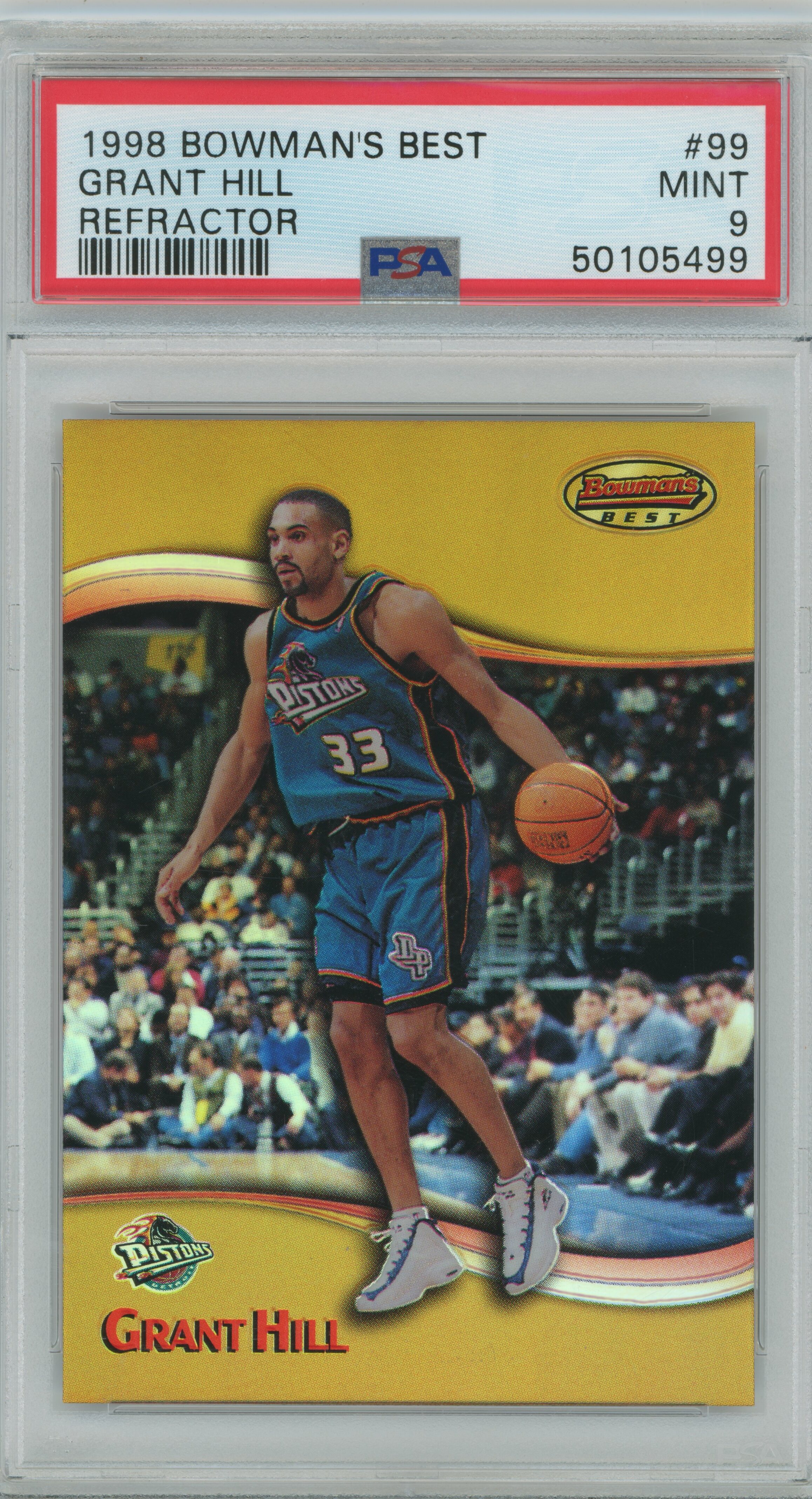 1998-99 Bowman's Best Refractor Grant Hill PSA 9