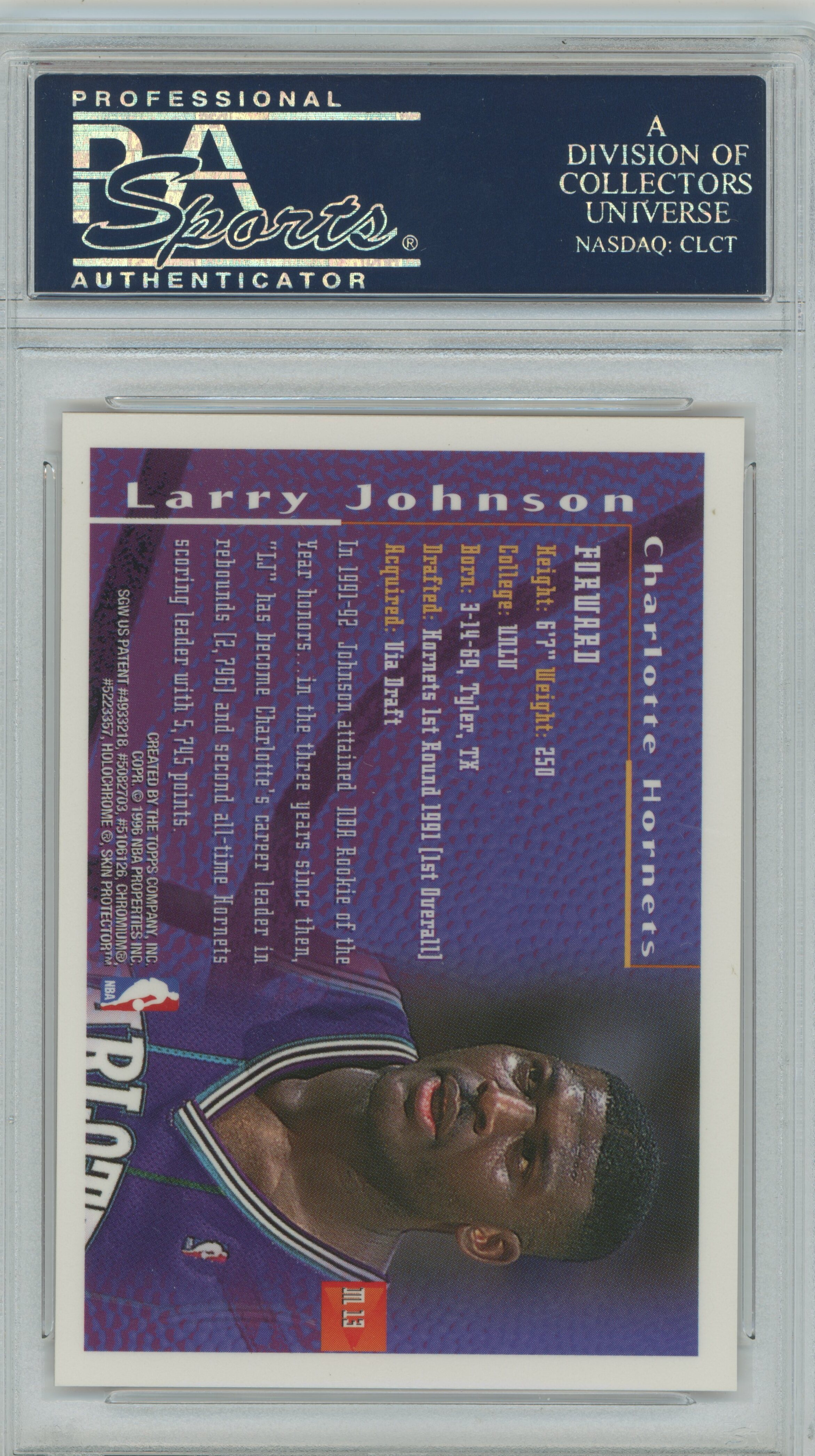 1995-96 Finest Mystery Orange Border Refractor Test Issue Larry Johnson PSA 9