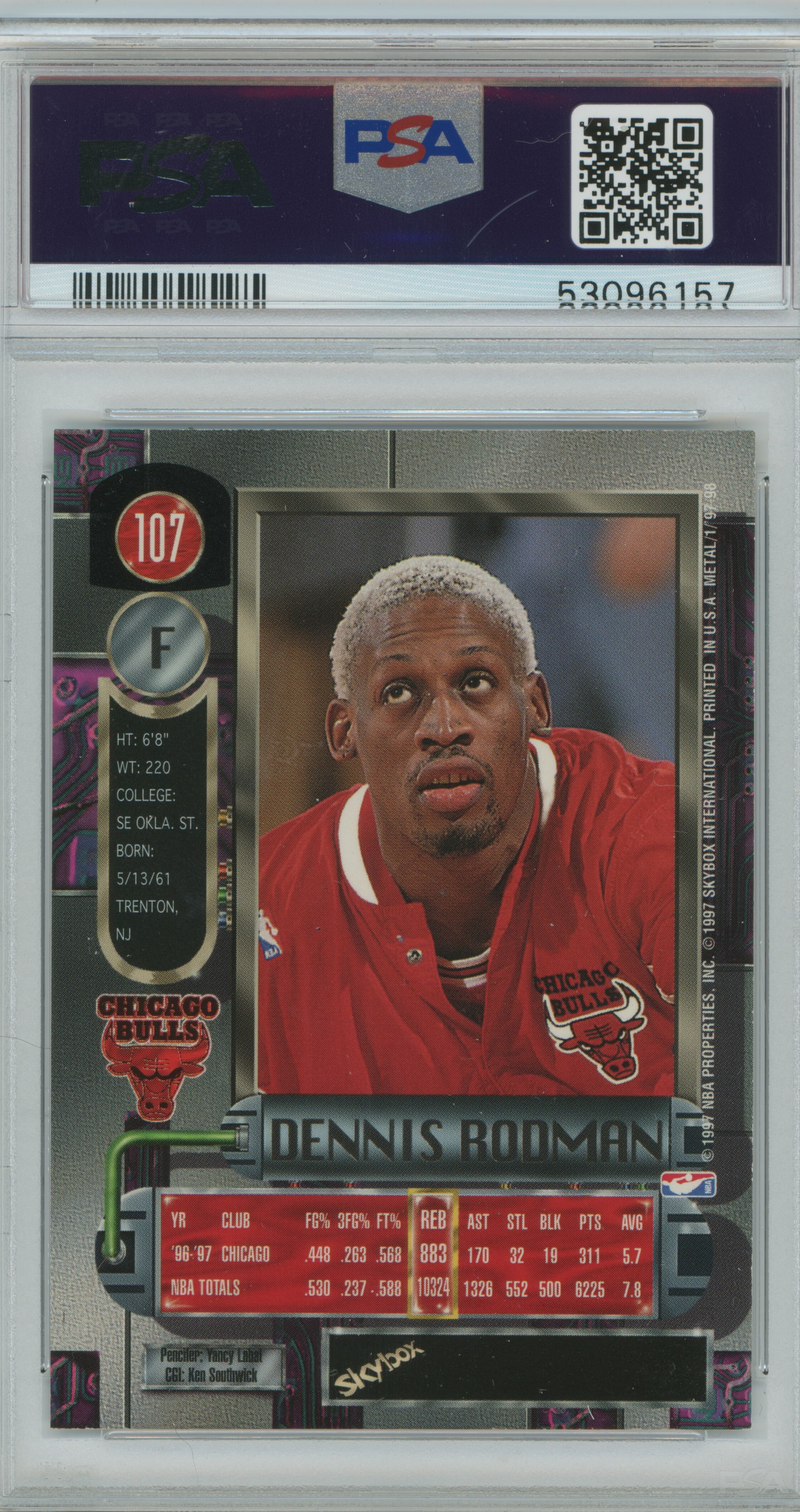 1997-98 Metal Universe Dennis Rodman PSA 9