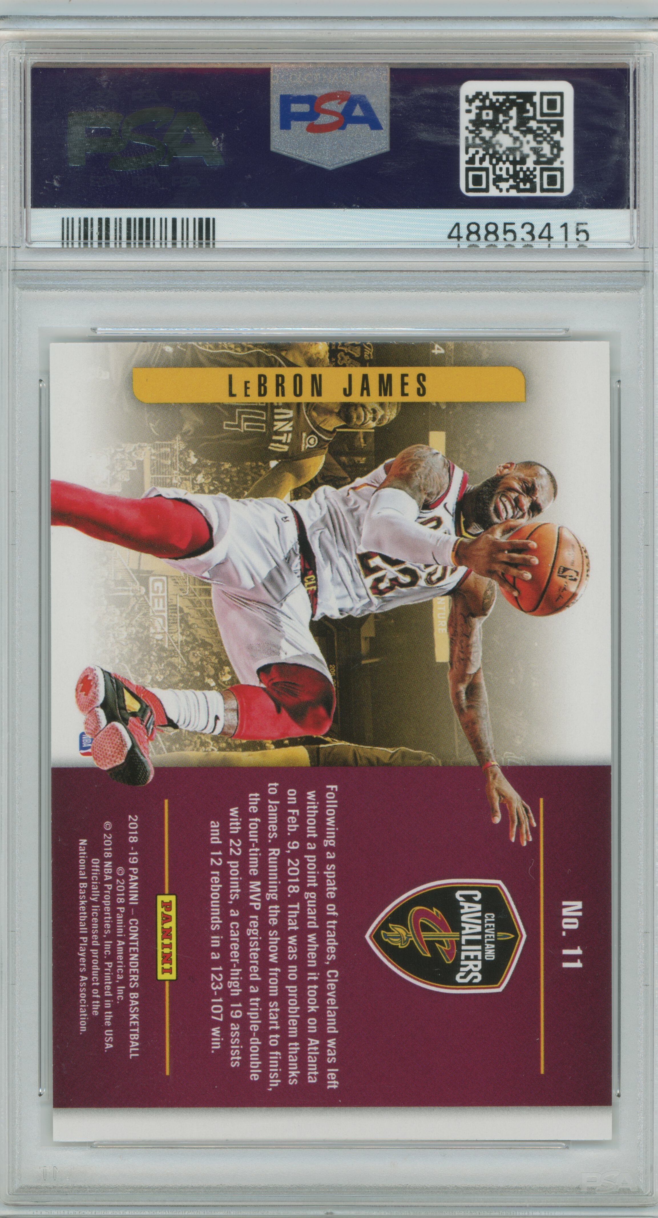 2018-19 Contenders Playing the Numbers Game LeBron James PSA 9