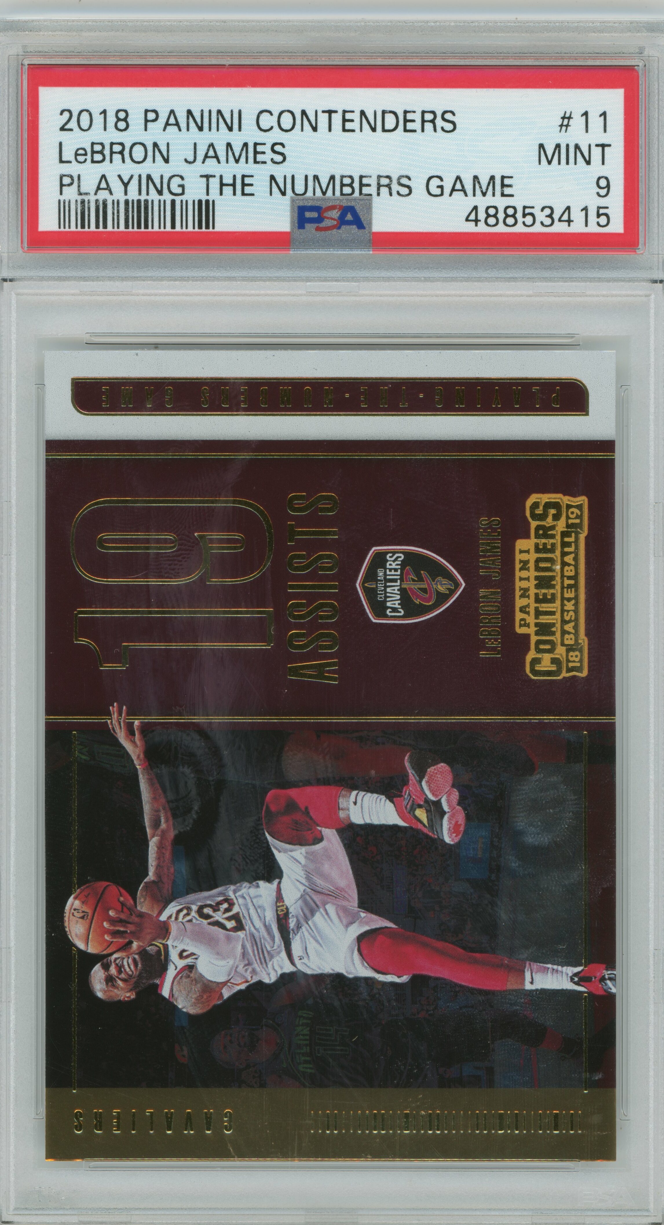 2018-19 Contenders Playing the Numbers Game LeBron James PSA 9