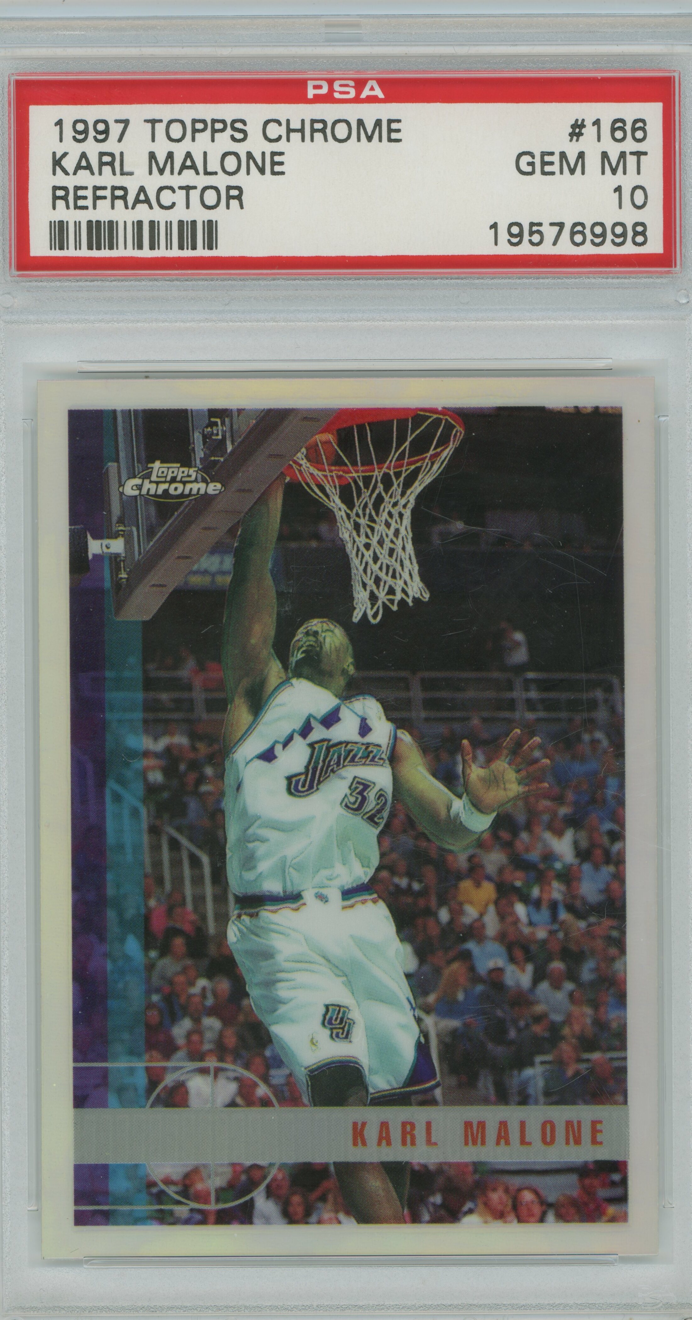 1997-98 Topps Chrome Refractor Karl Malone PSA 10