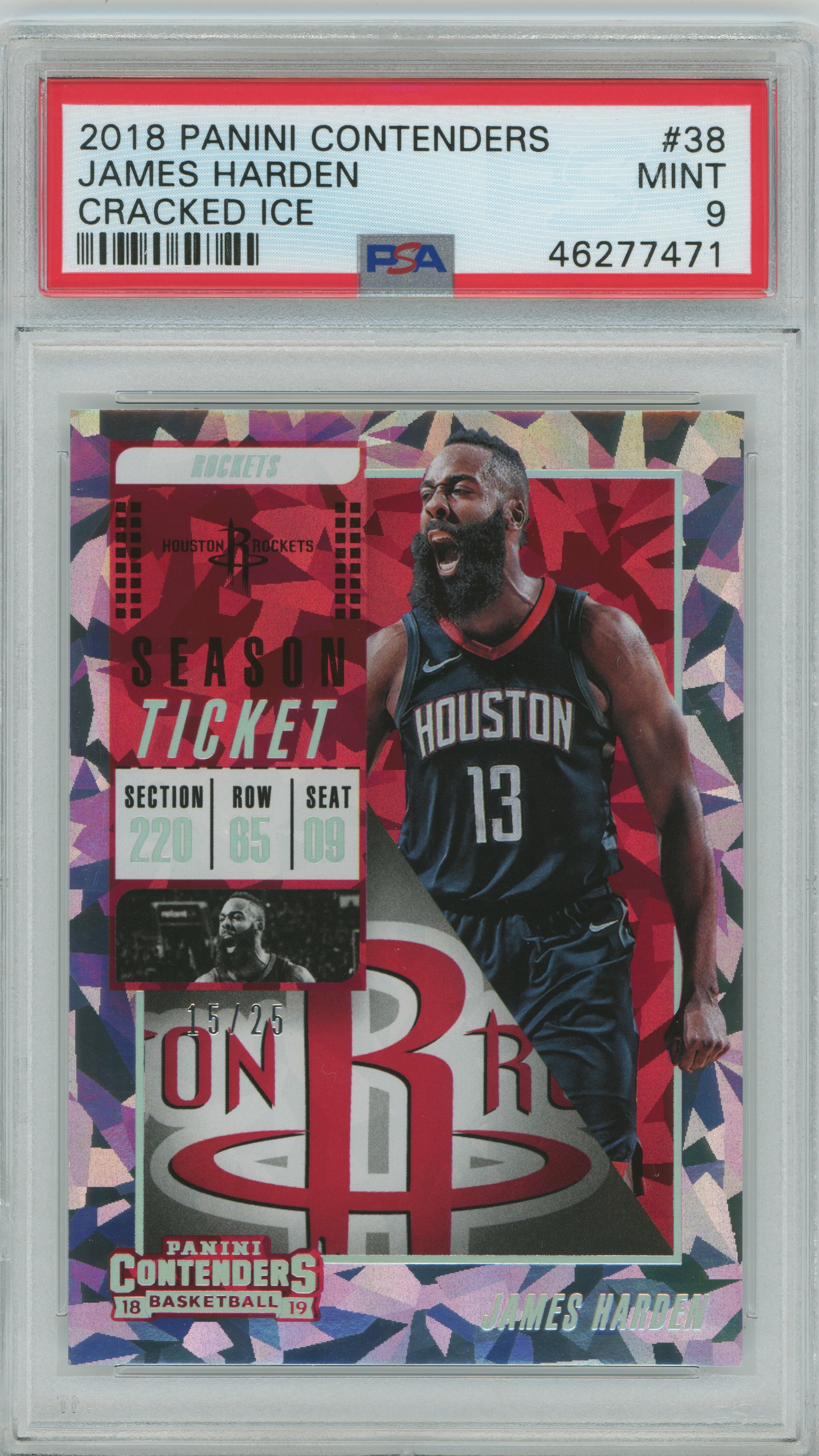 2018-19 Contenders Cracked Ice James Harden PSA 9