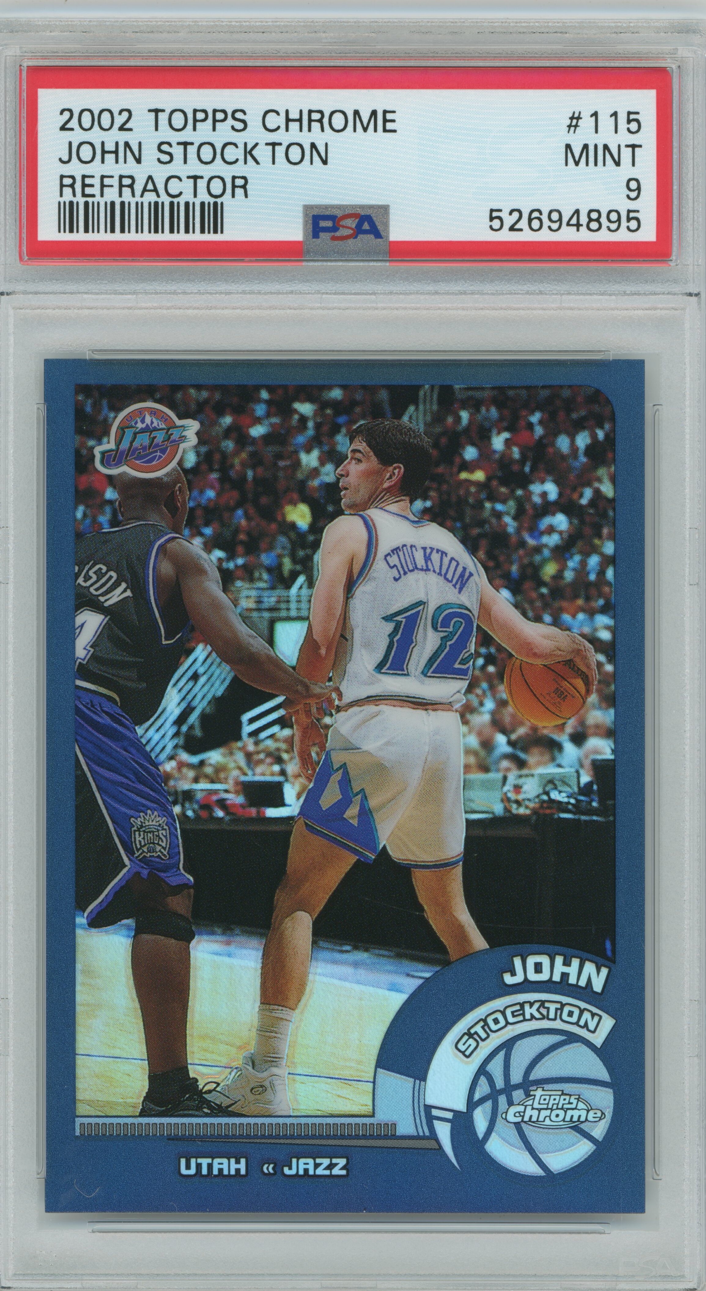 2002-03 Topps Chrome Refractor John Stockton PSA 9