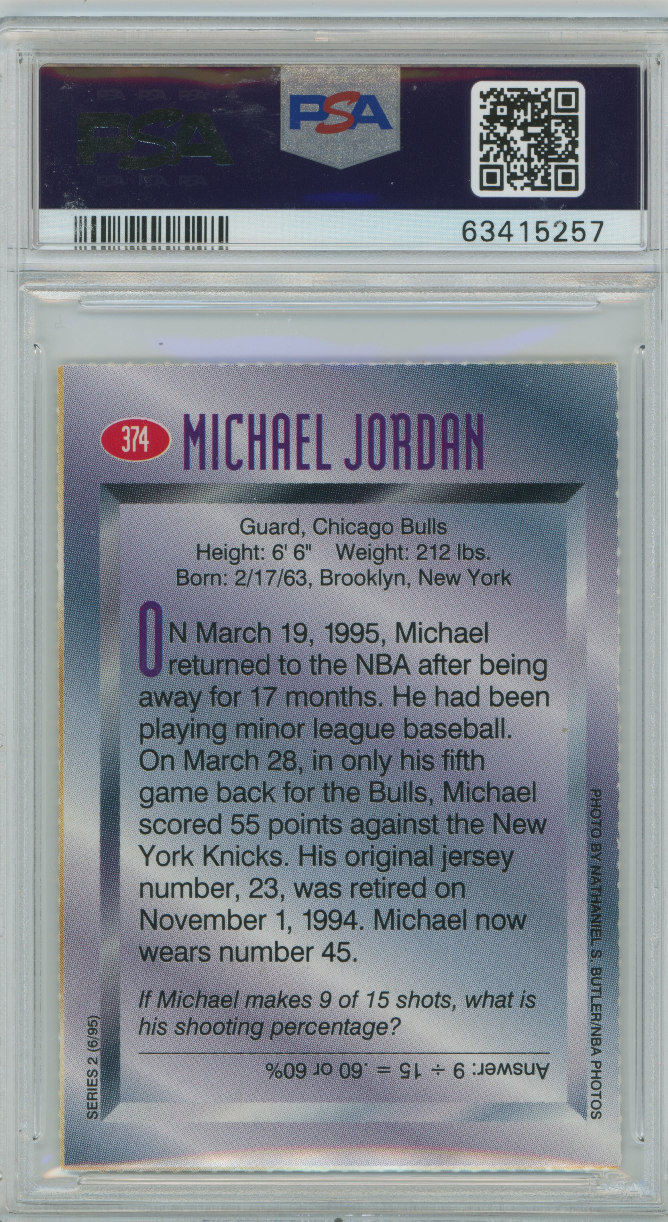 1995 Sports Illustrated for Kids Series 2 Michael Jordan PSA 8