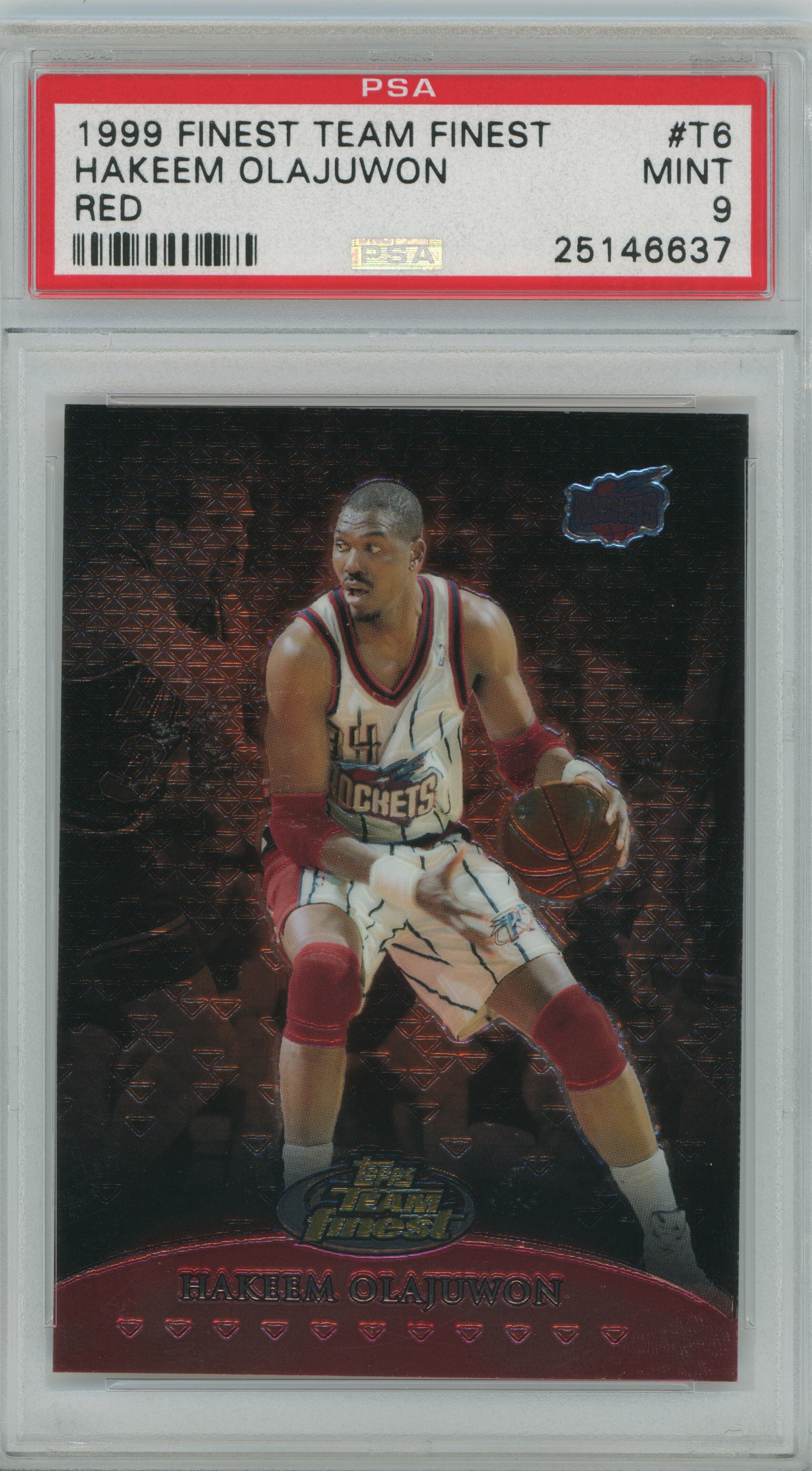 1999 Finest Team Finest Red Hakeem Olajuwon PSA 9