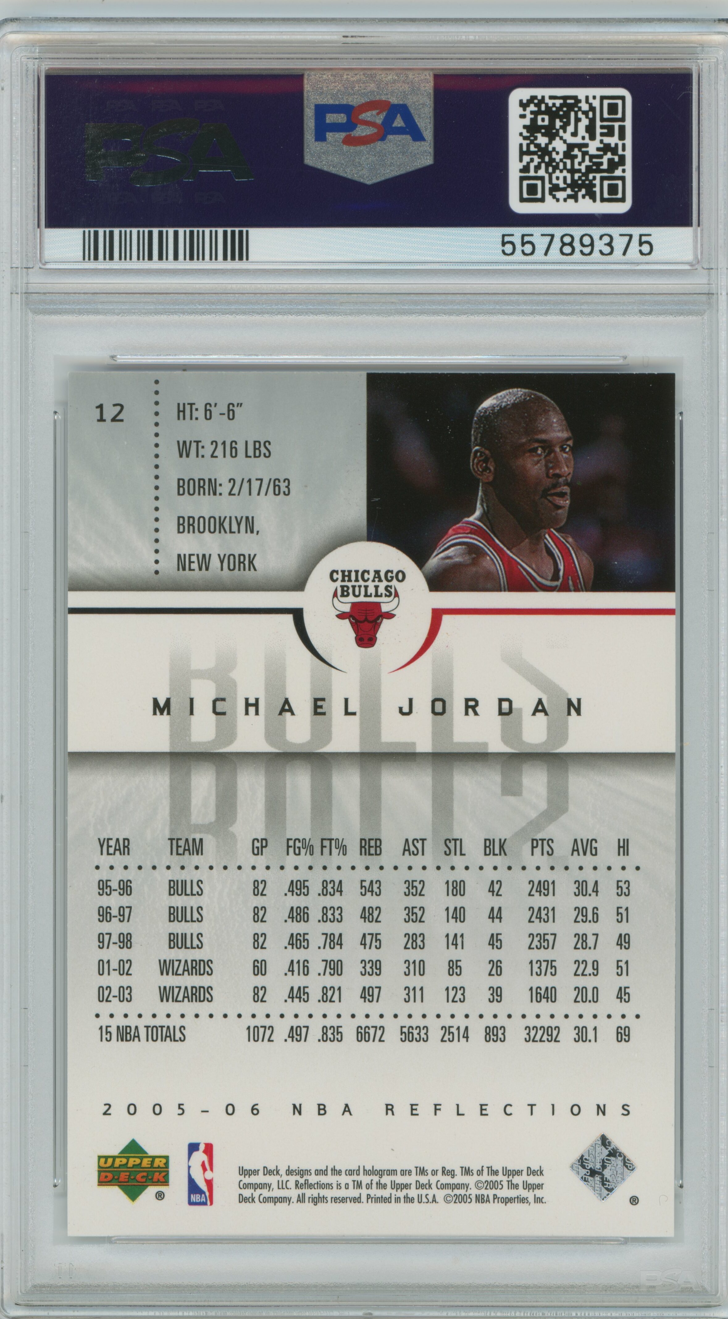 2005-06 Upper Deck Reflections Purple Michael Jordan PSA 10