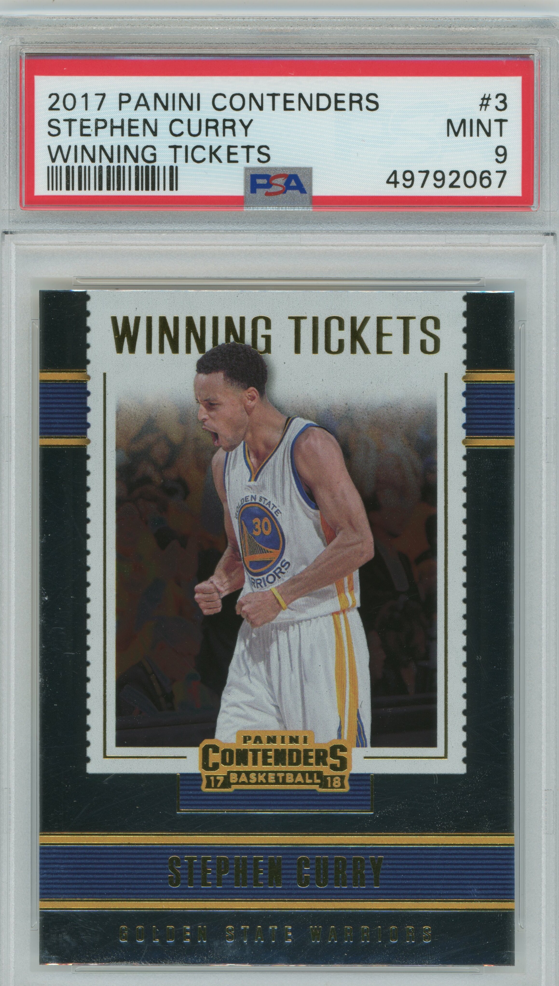 2017-18 Contenders Winning Tickets Stephen Curry PSA 9