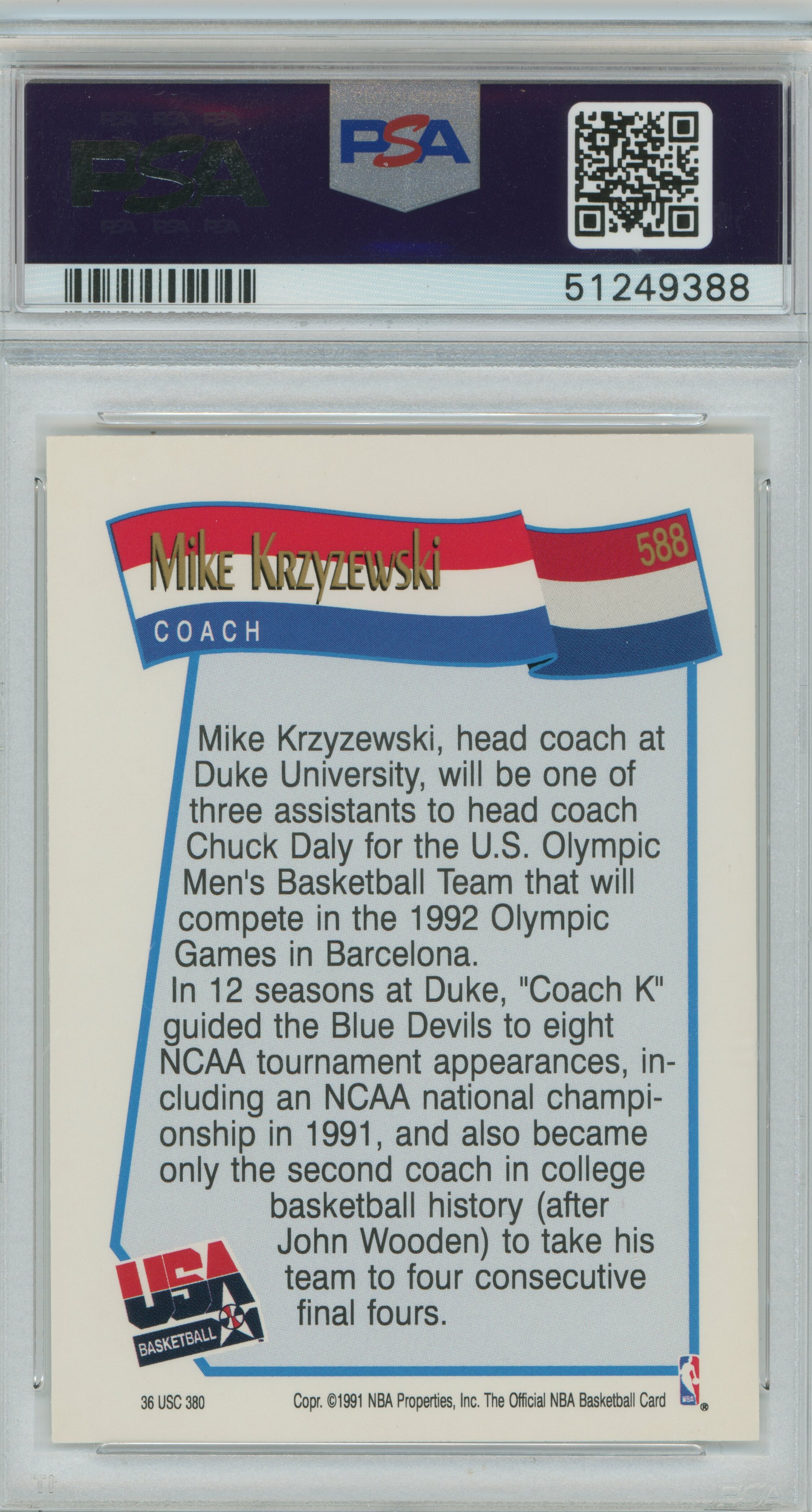 1991-92 Hoops Mike Krzyzewski PSA 10