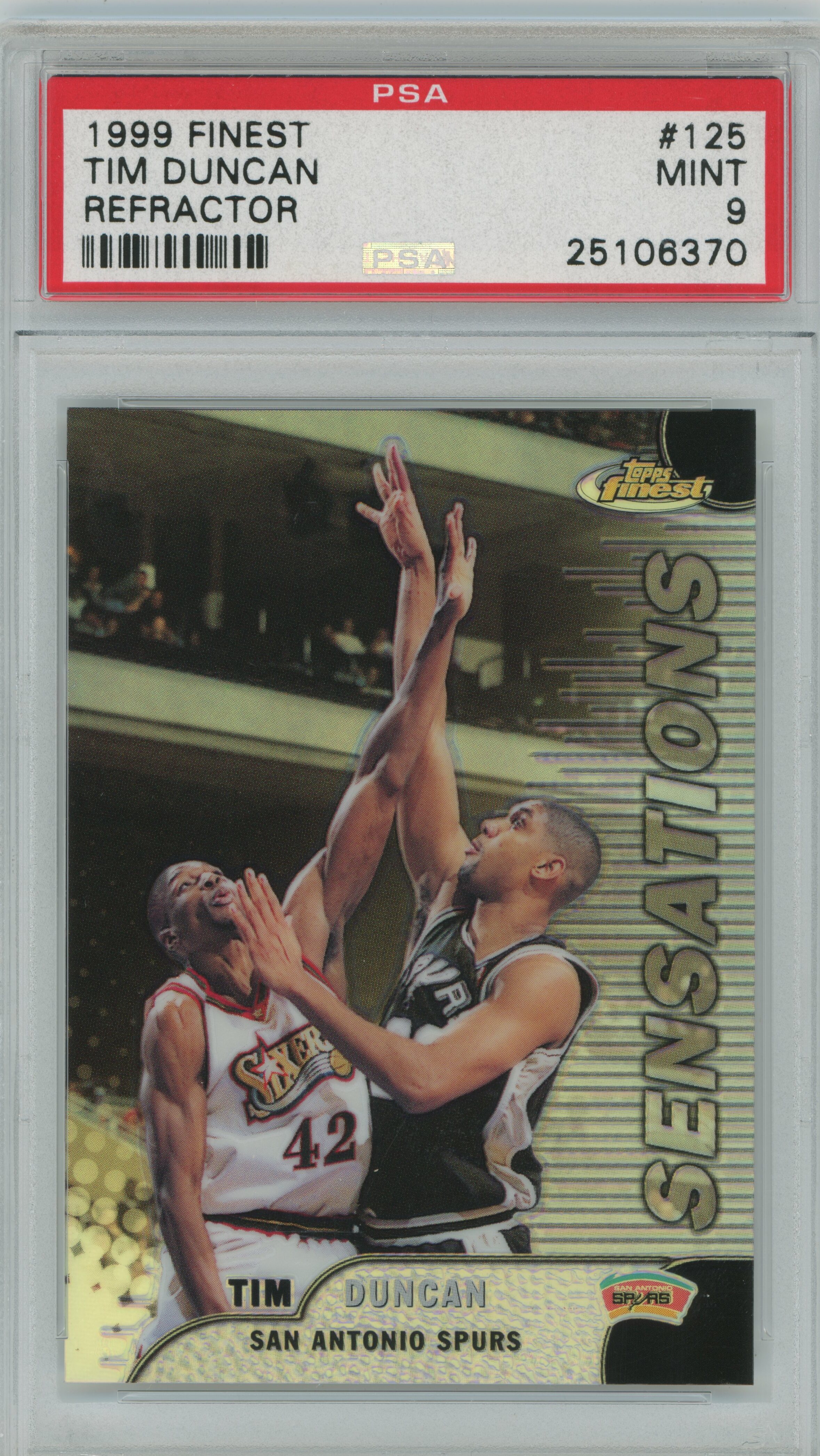 1999-00 Finest Refractor Tim Duncan PSA 9