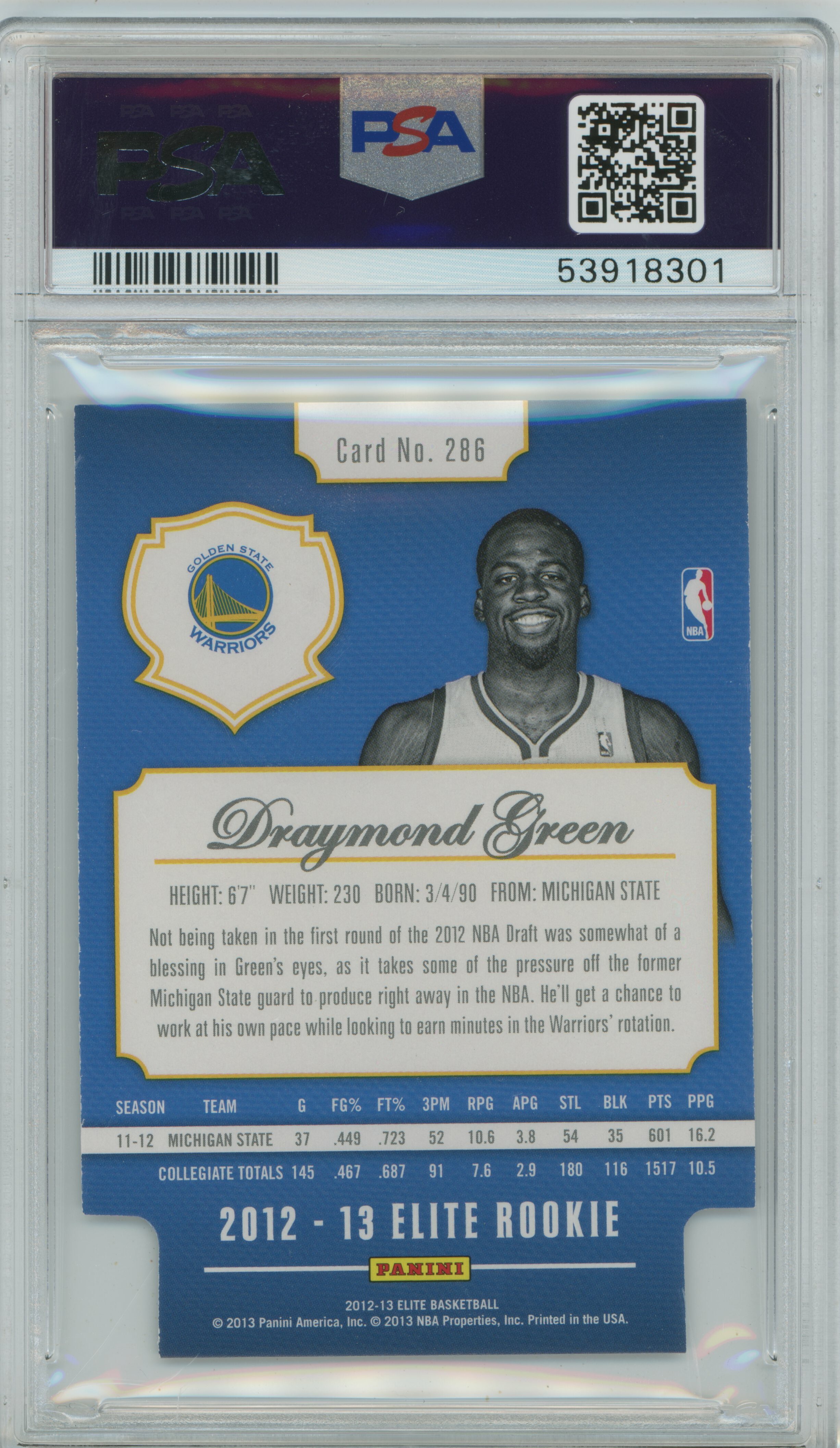 2012-13 Elite Aspirations RC Draymond Green PSA 8