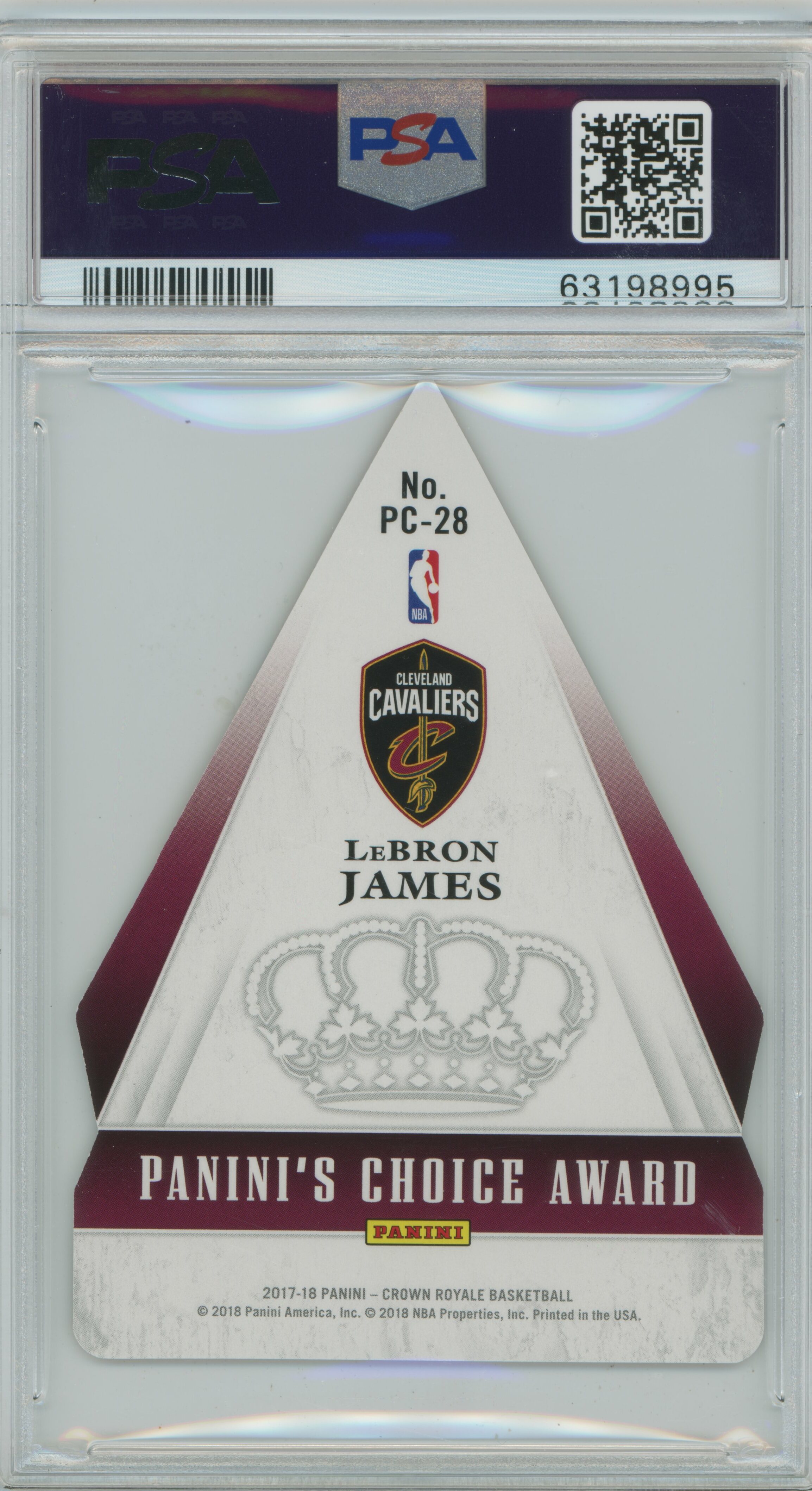 2017-18 Crown Royale Panini's Choice LeBron James PSA 9