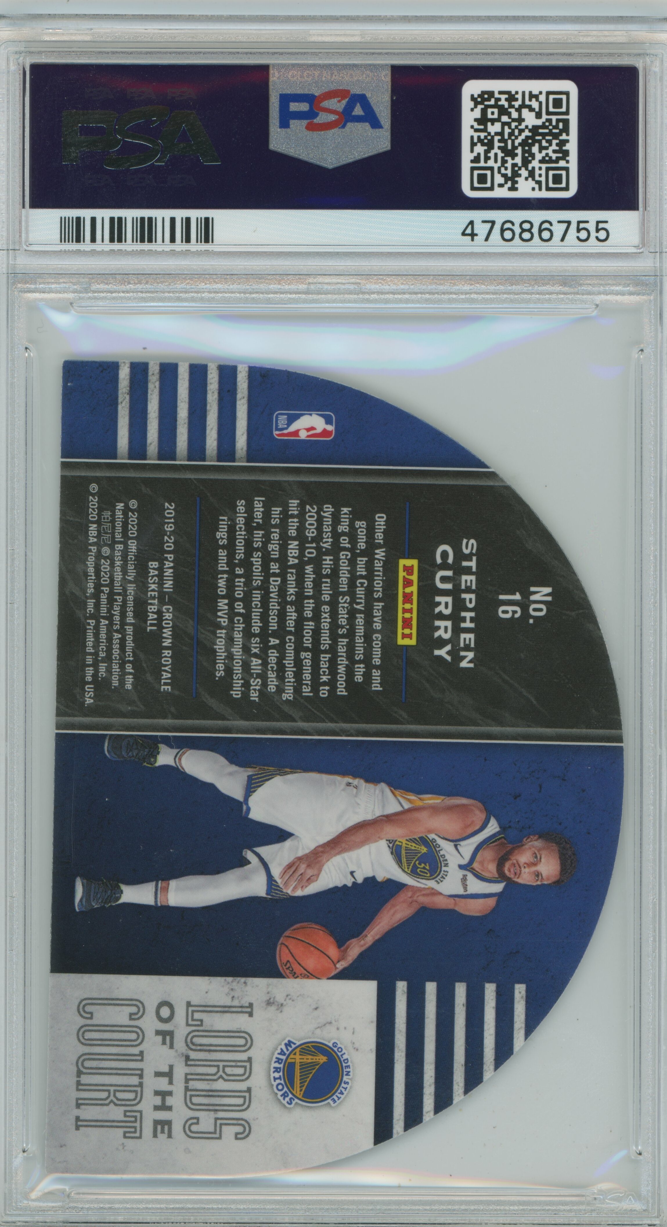 2019-20 Panini Crown Royale Lords of the Court Blue Stephen Curry PSA 9