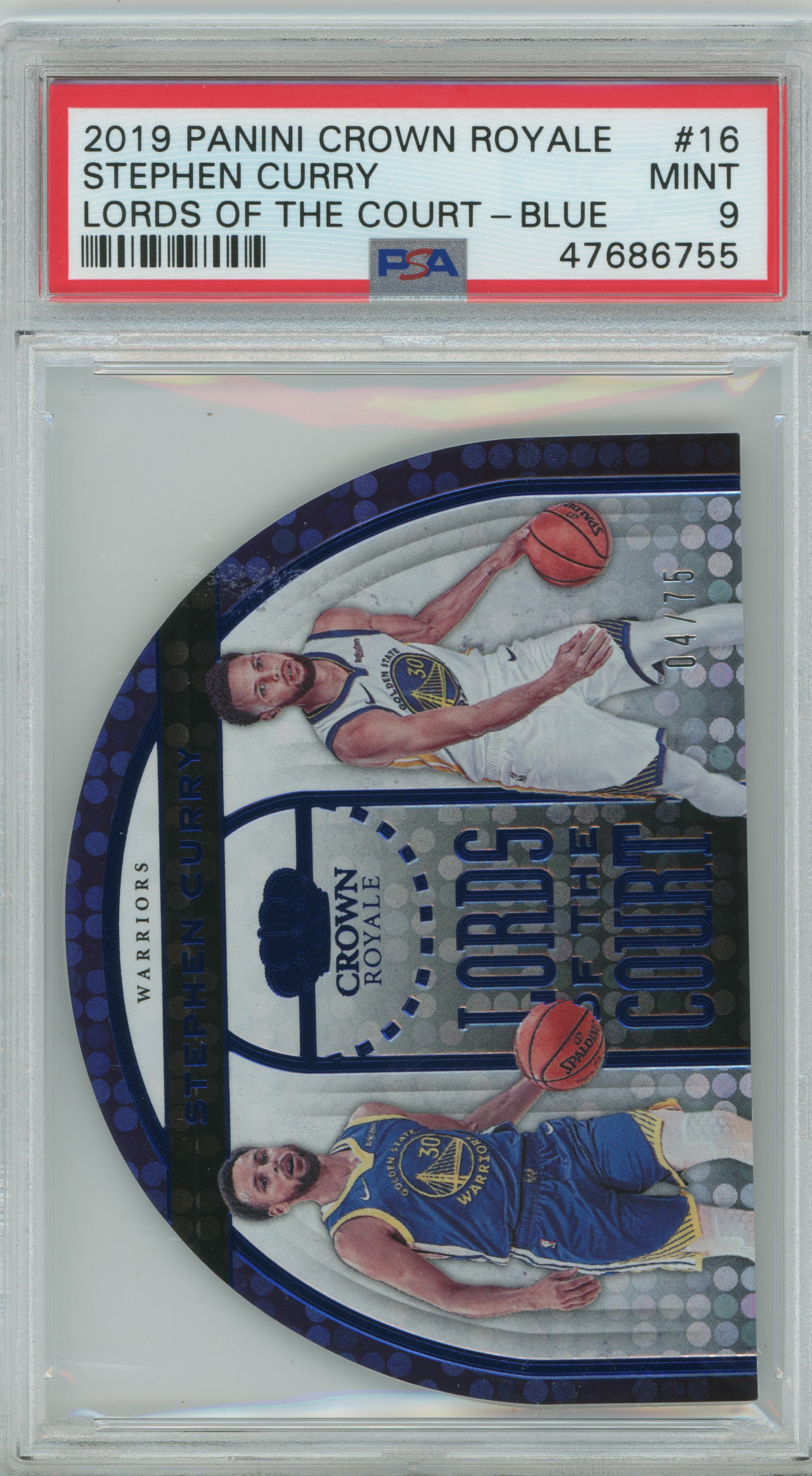 2019-20 Panini Crown Royale Lords of the Court Blue Stephen Curry PSA 9