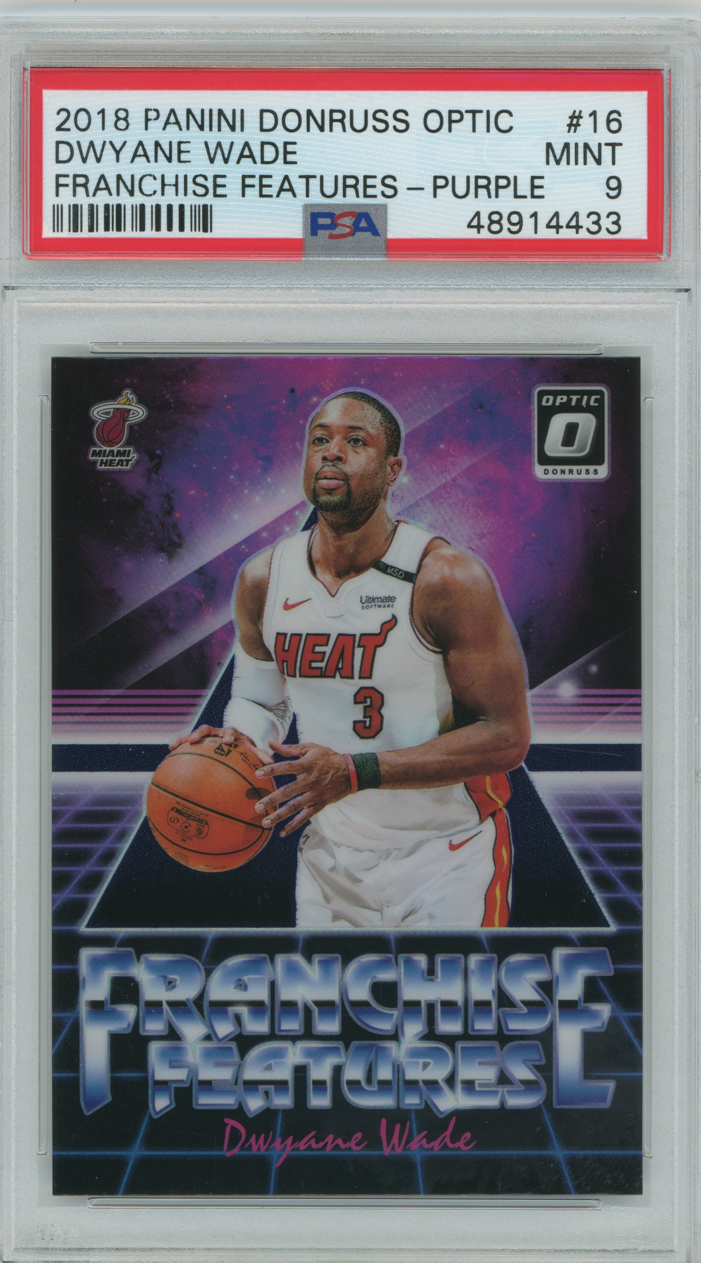 2018-19 Panini Donruss Optic Franchise Features Purple Dwyane Wade PSA 9