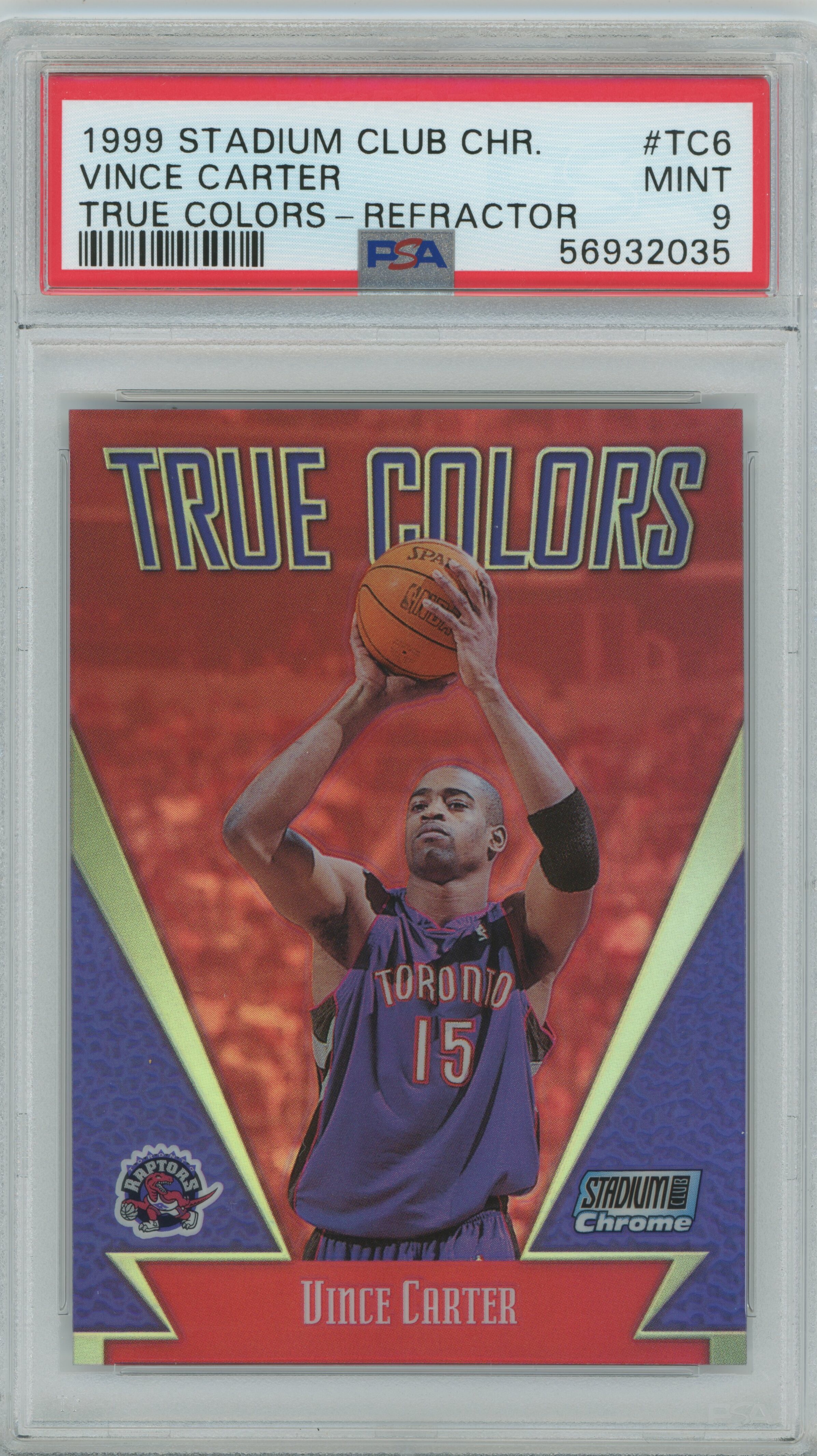 1999-00 Stadium Club Chrome True Colors Refractor Vince Carter PSA 9