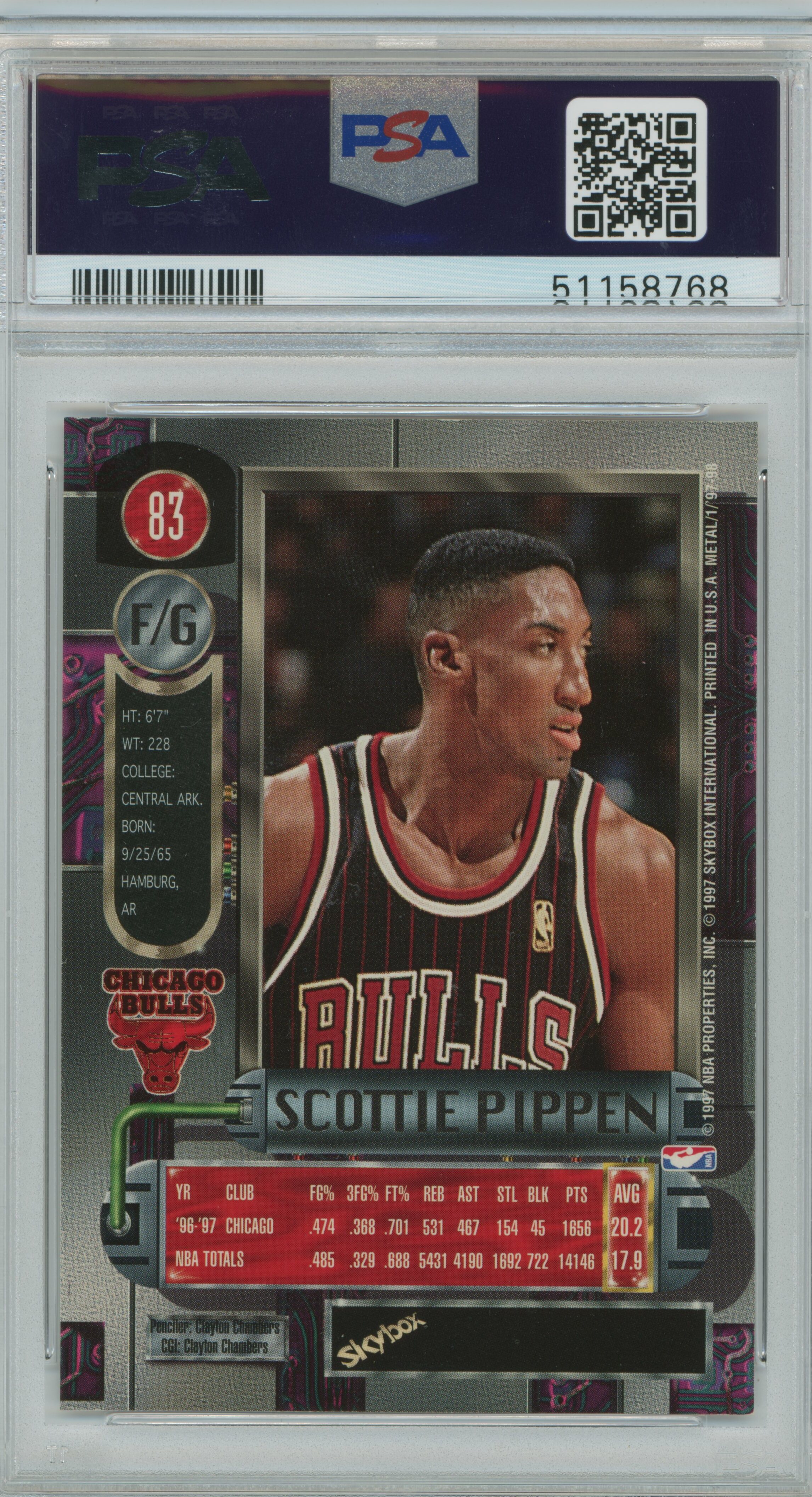 1997 Metal Universe Scottie Pippen PSA 9