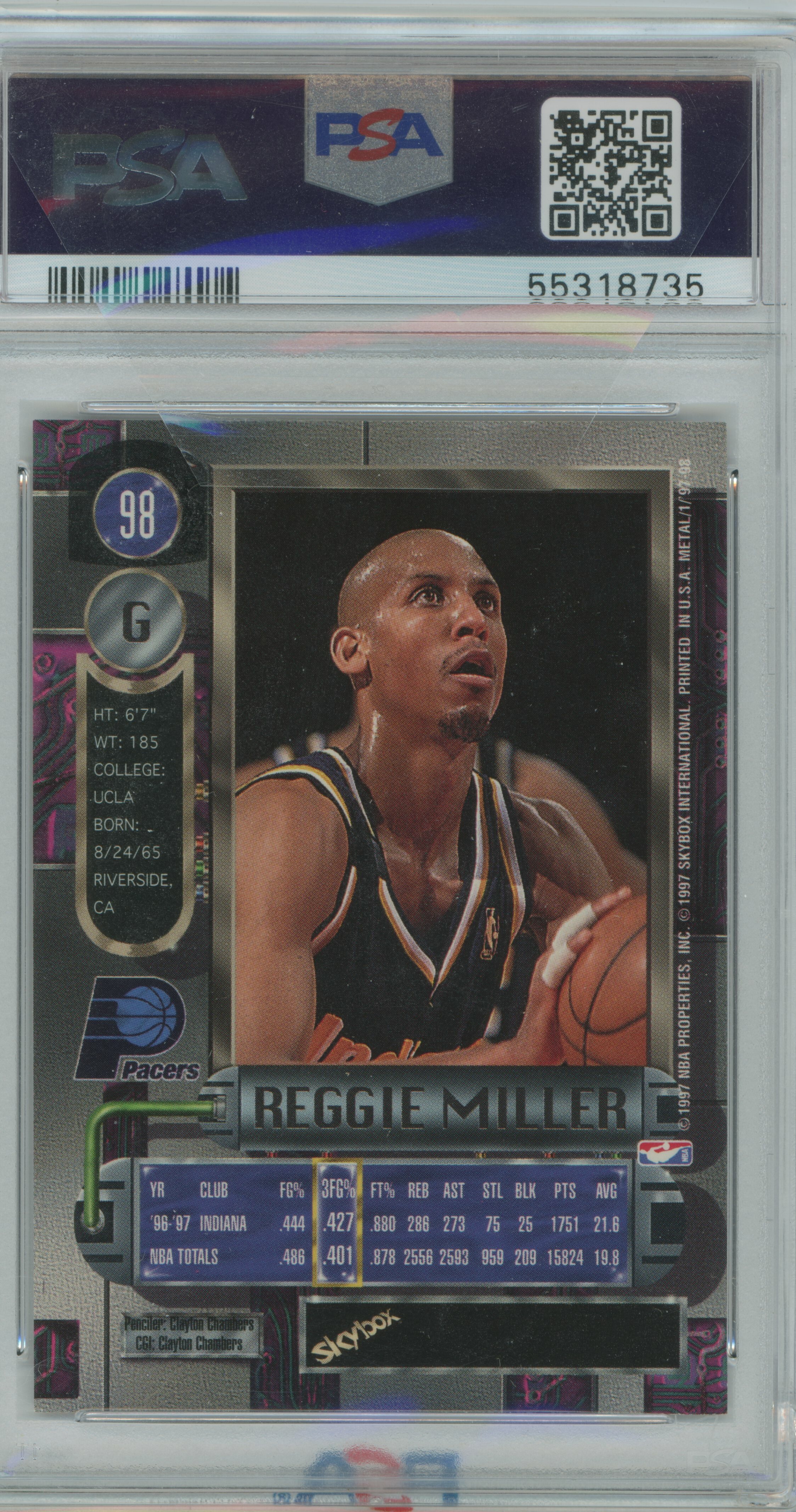 1997-98 Metal Universe Reggie Miller PSA 9