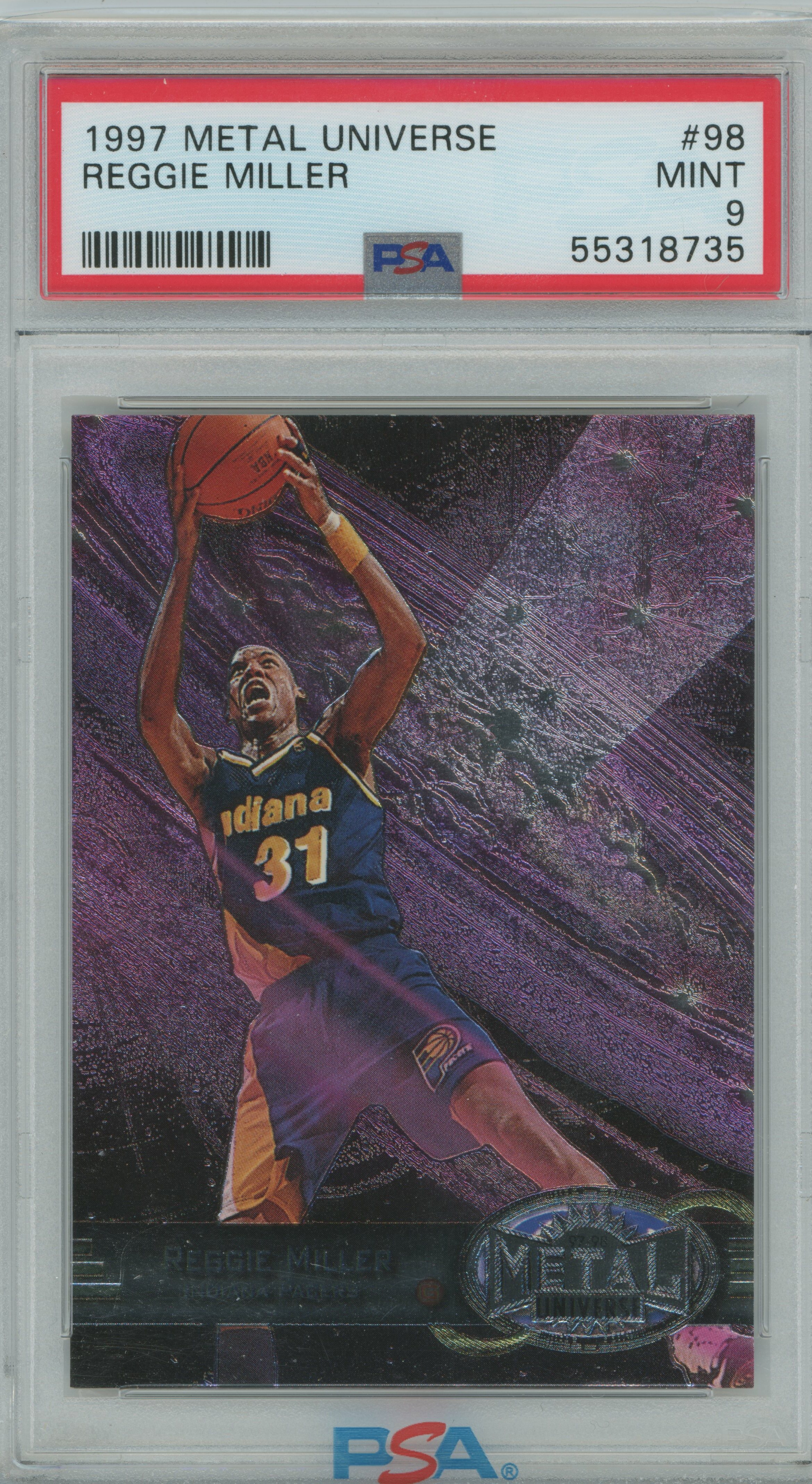 1997-98 Metal Universe Reggie Miller PSA 9