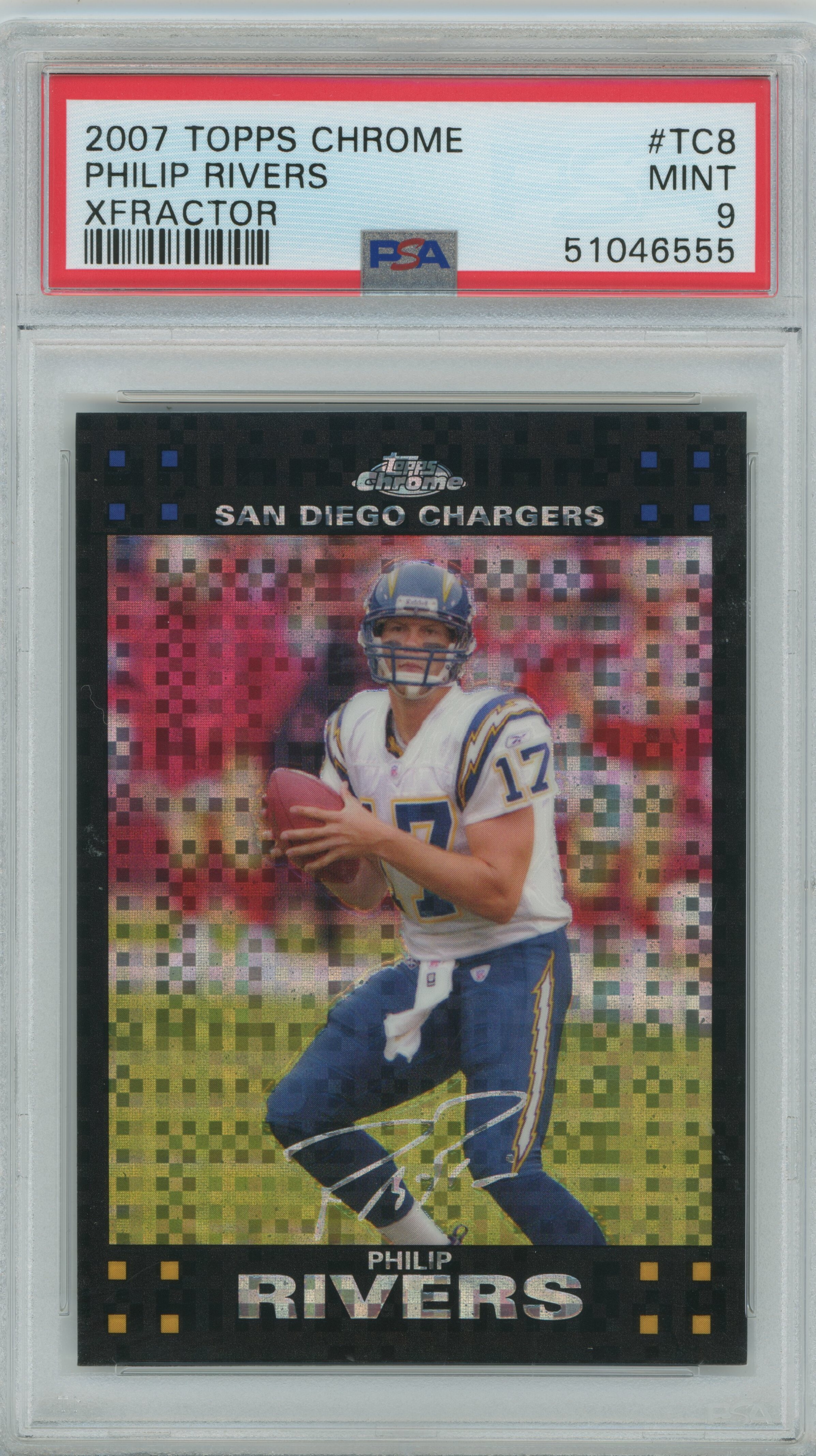 2007 Topps Chrome Xfractor Philip Rivers PSA 9