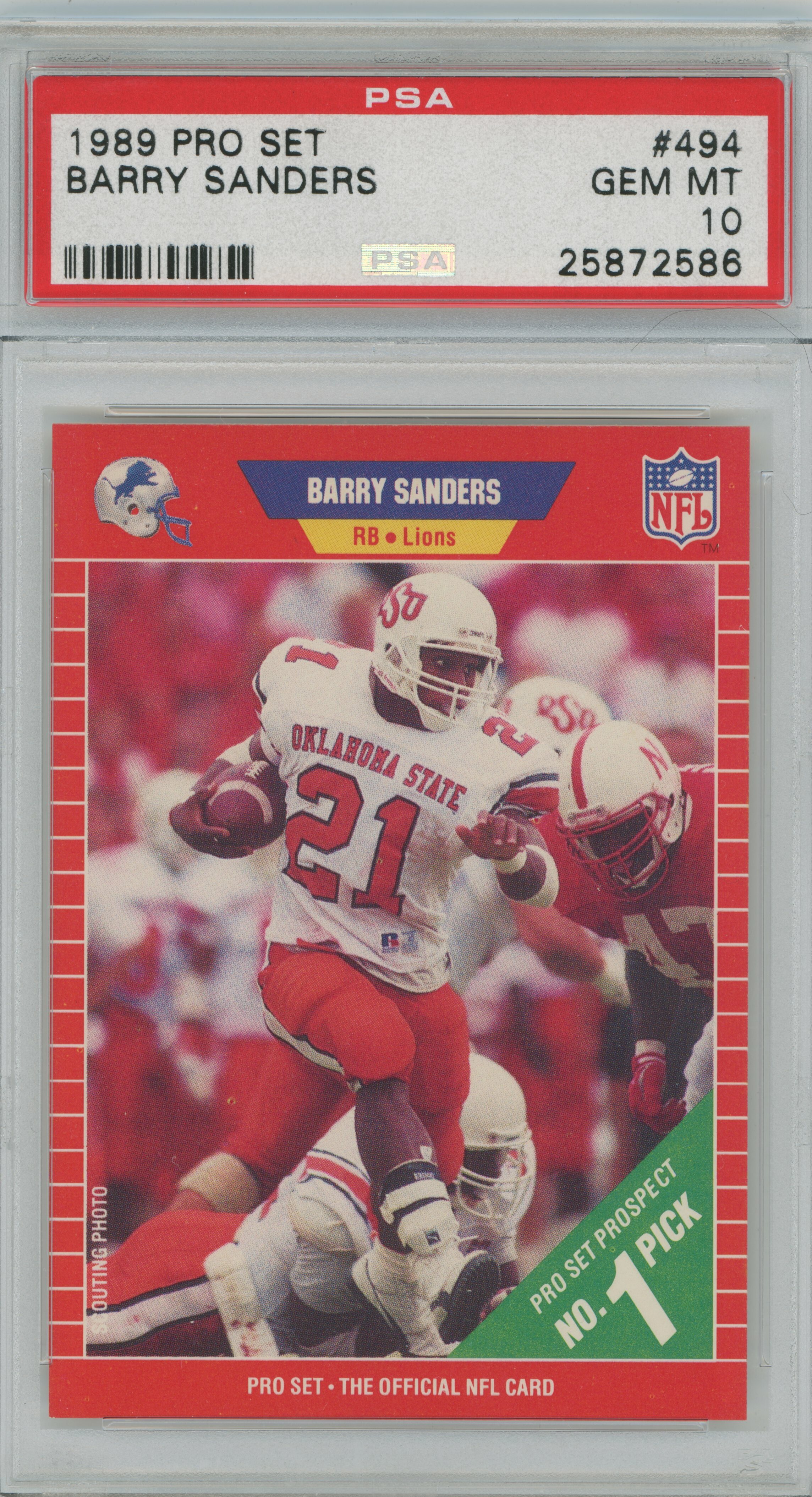 1989 Pro Set RC Barry Sanders PSA 10