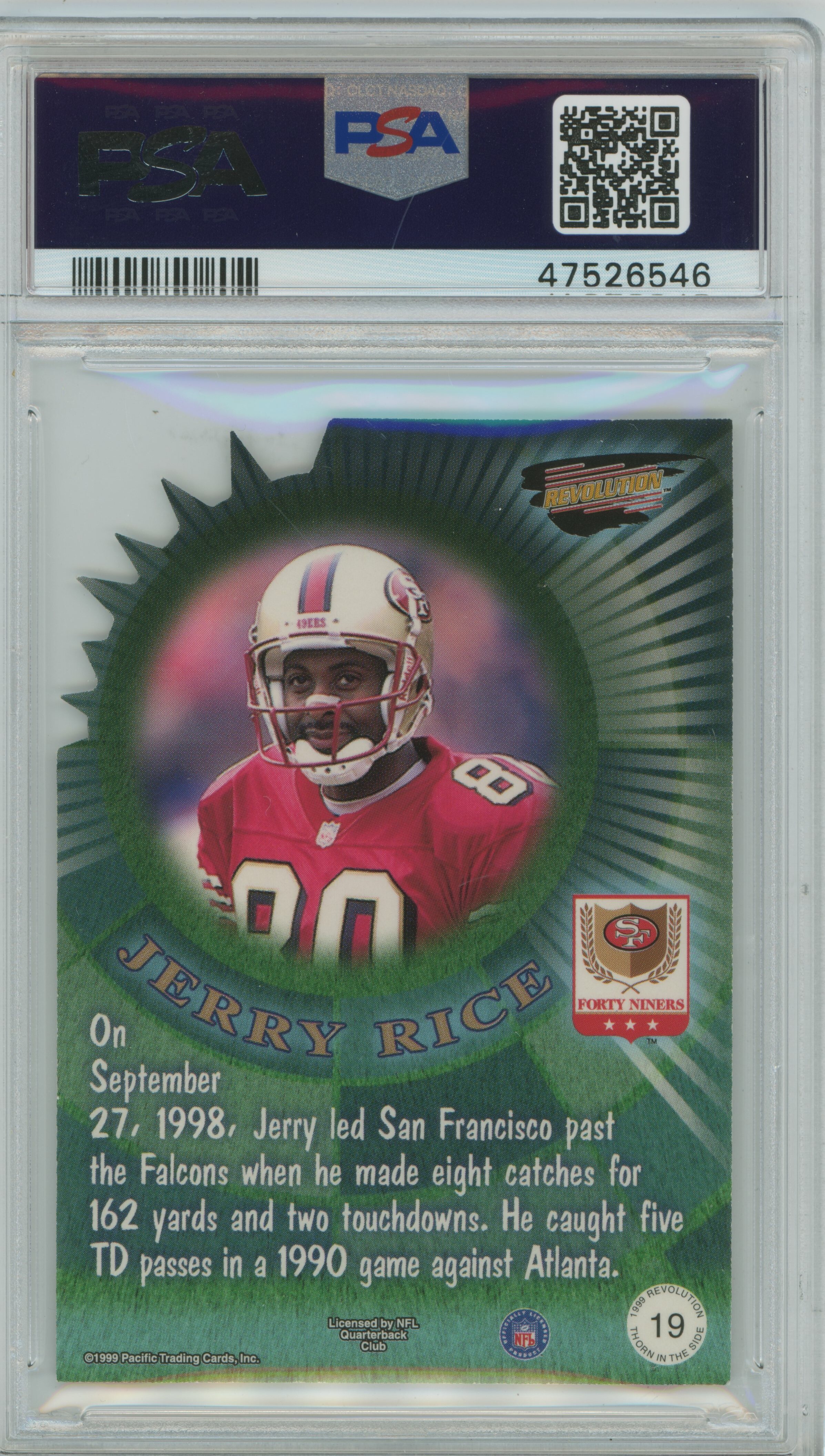 1999 Revolution Thorn in the Side Jerry Rice PSA 8.5