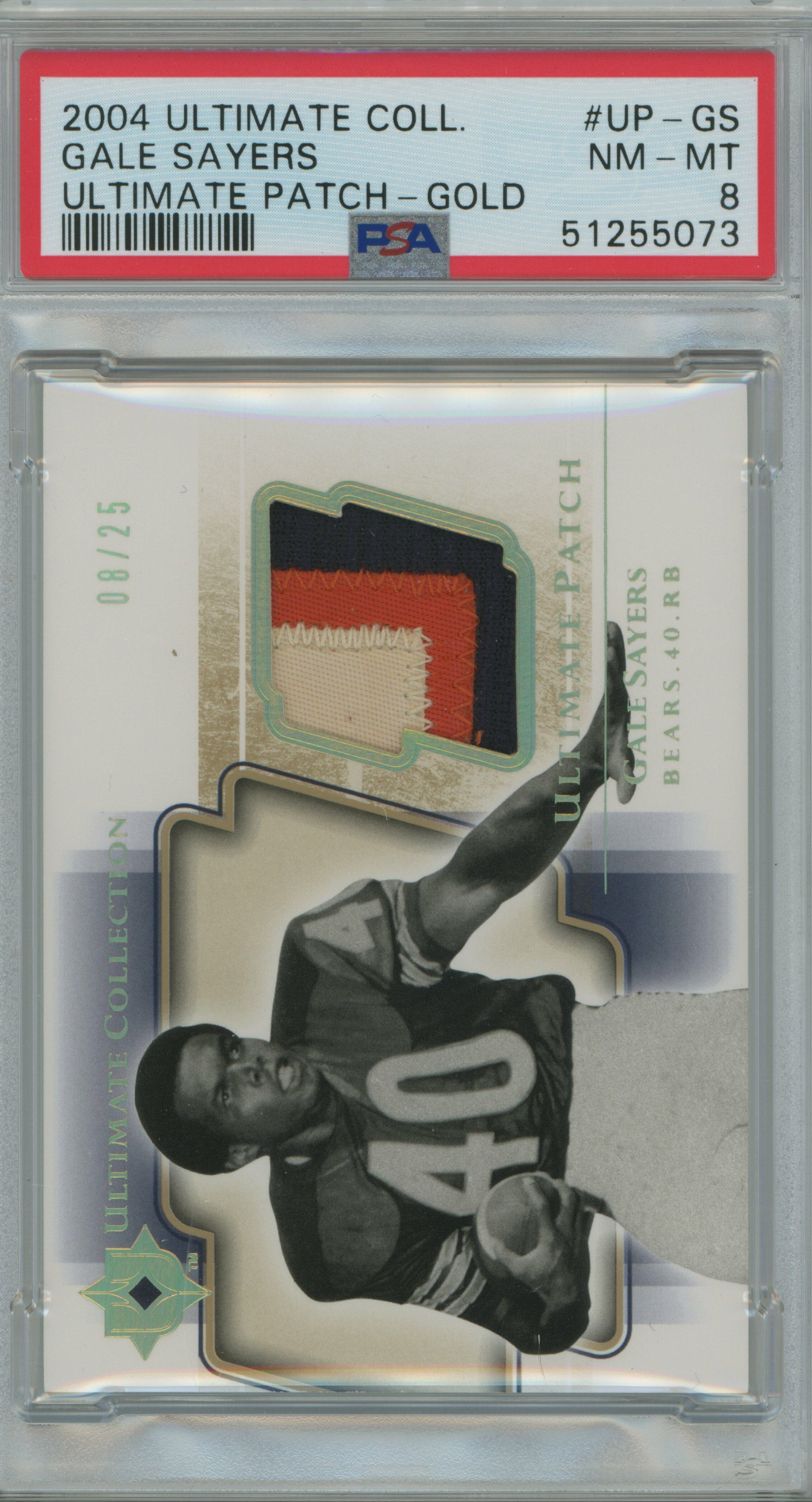 2004 Ultimate Collection Ultimate Gold Patch /25 Gale Sayers PSA 8