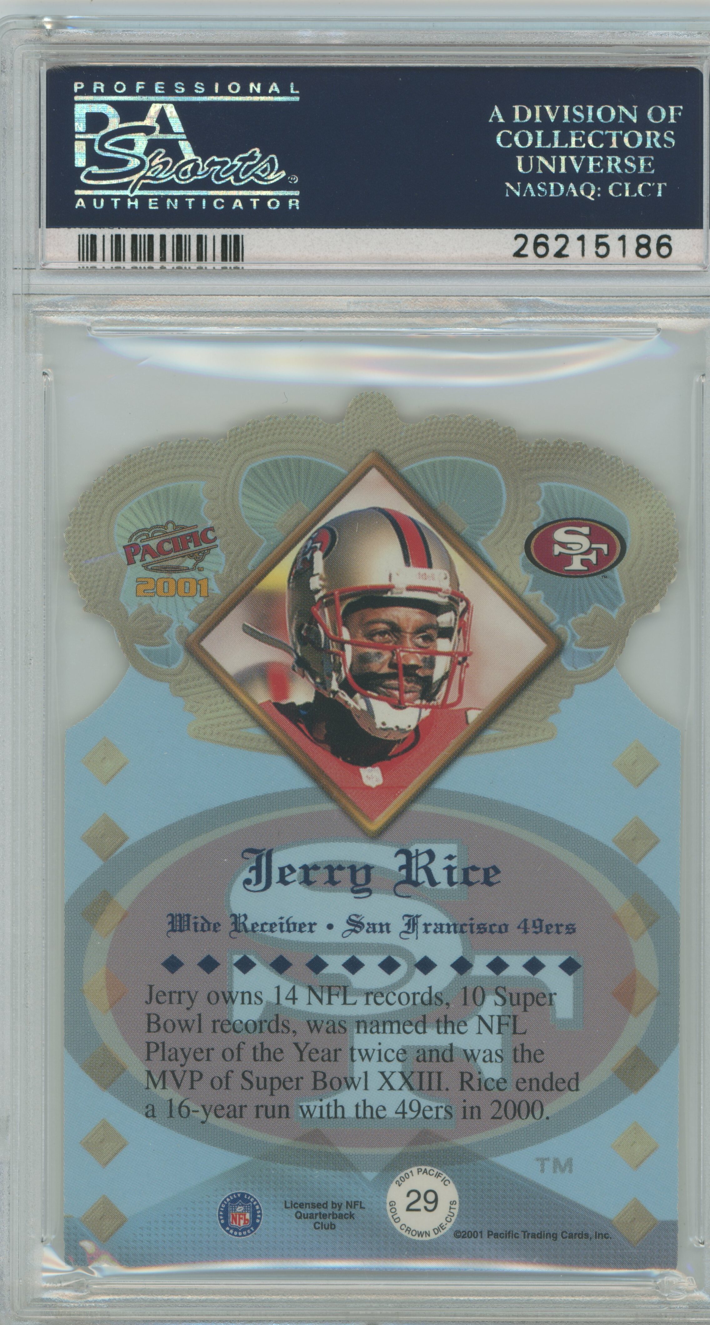 2001 Pacific Gold Crown Die-Cuts Jerry Rice PSA 8